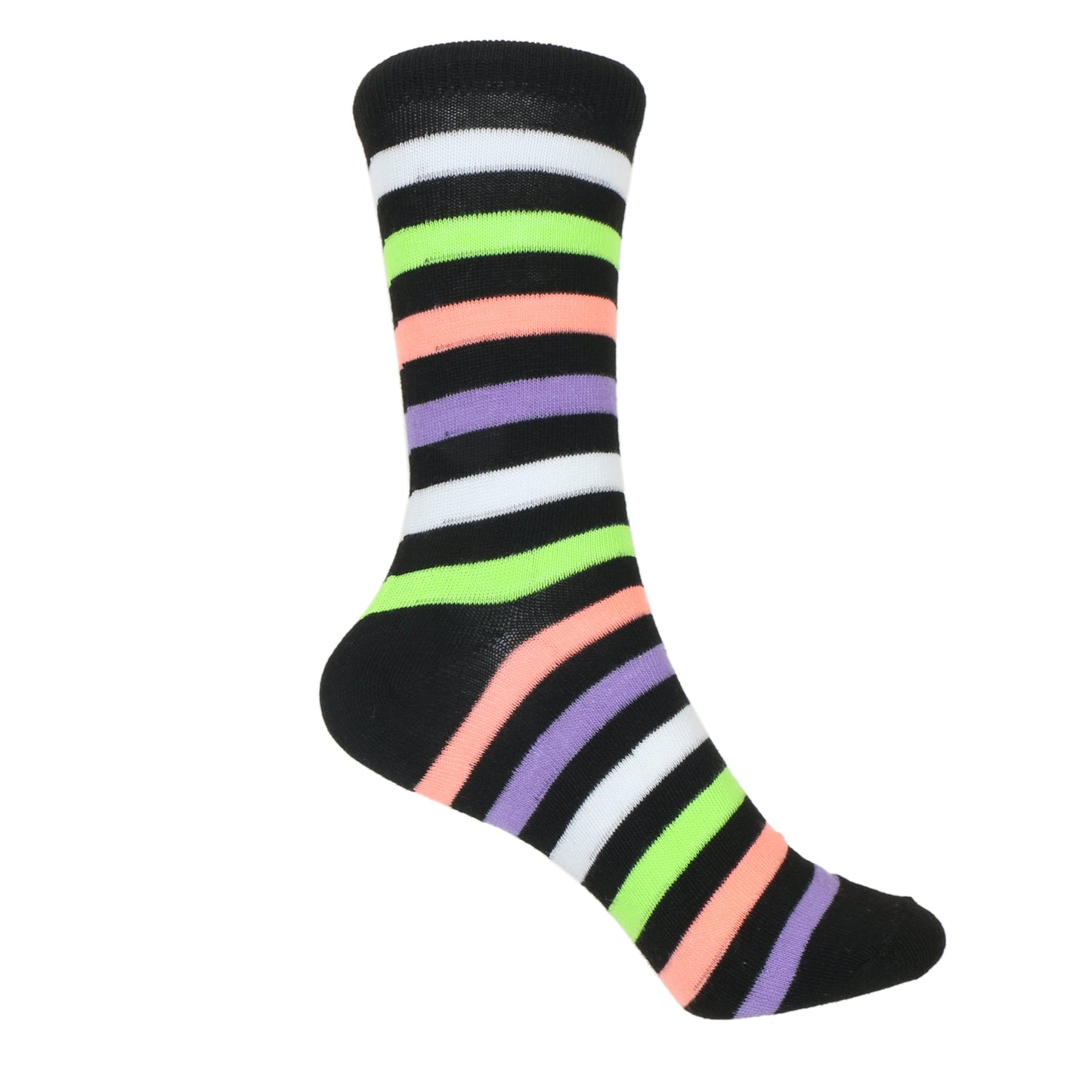 12 Pairs Women’s Lightweight Neon Rainbow Colored Striped Cotton Crew Caual Cute Socks