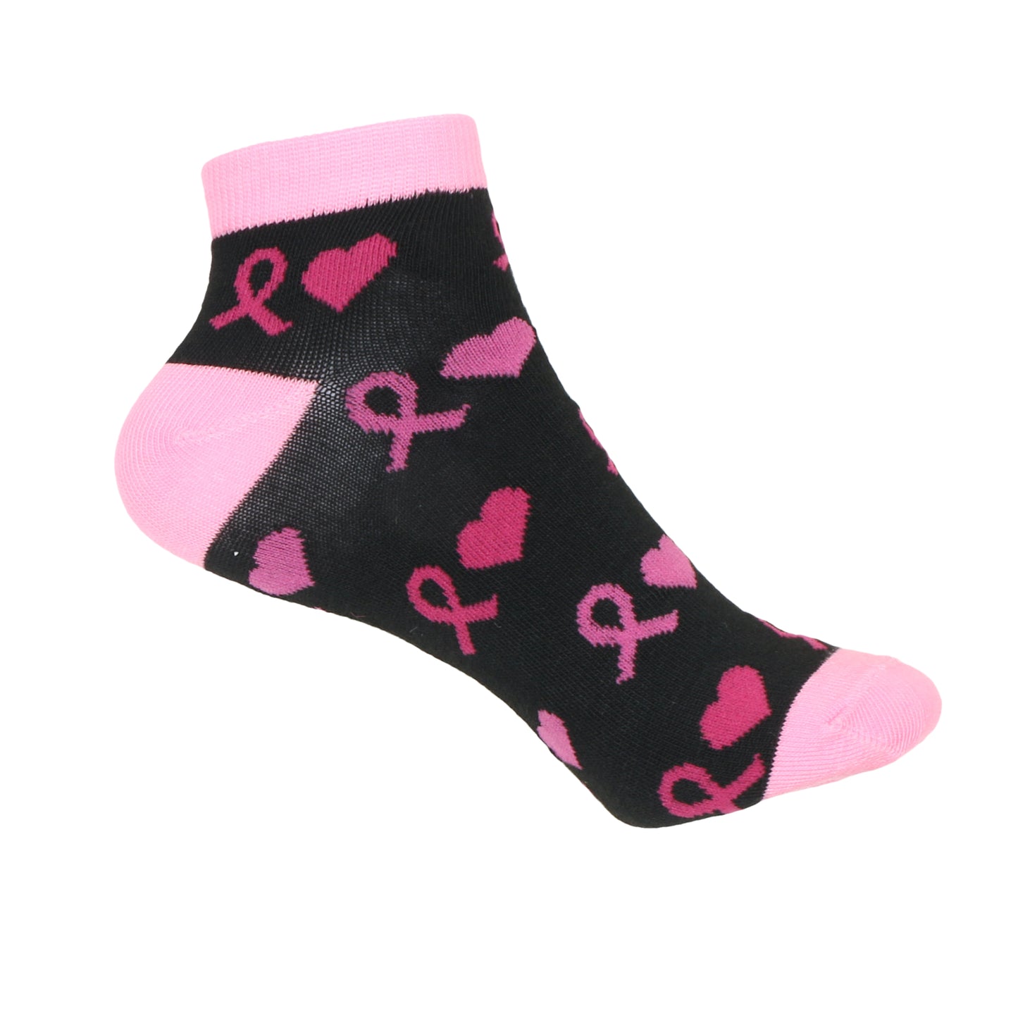 12 Pairs Women’s Lightweight Pink Ribbon&Heart Love Cotton Ankle Mid Quarter Mini Crew Breast Cancer Caual Socks