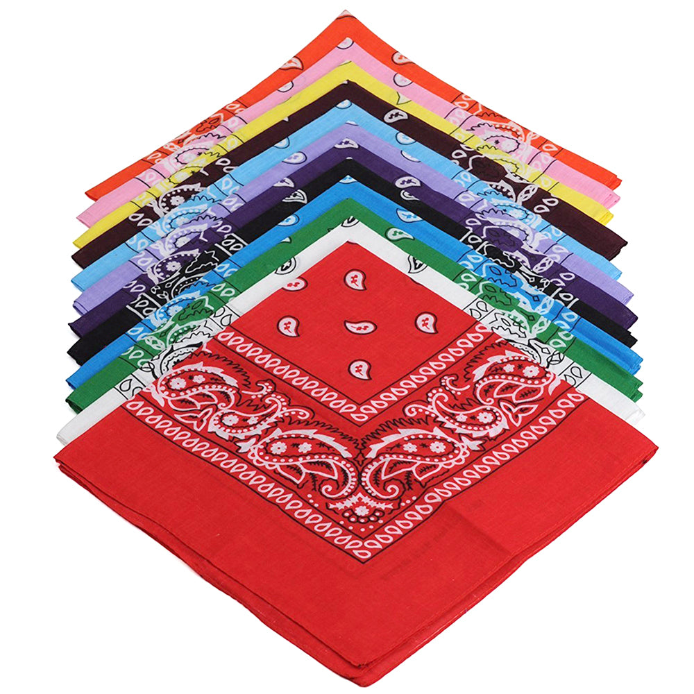 Men Women 3-Pack 100% Cotton Paisley Pattern Bandanas – Face Mask, Square Scarf & Headwear Set