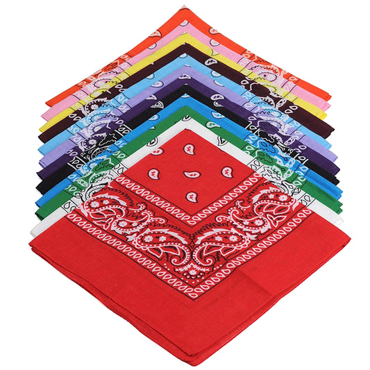 Men Women 3-Pack 100% Cotton Paisley Pattern Bandanas – Face Mask, Square Scarf & Headwear Set