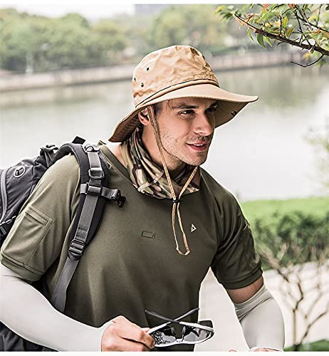 Men Women Packable Wide Brim Bucket Hat with String Sun Protection