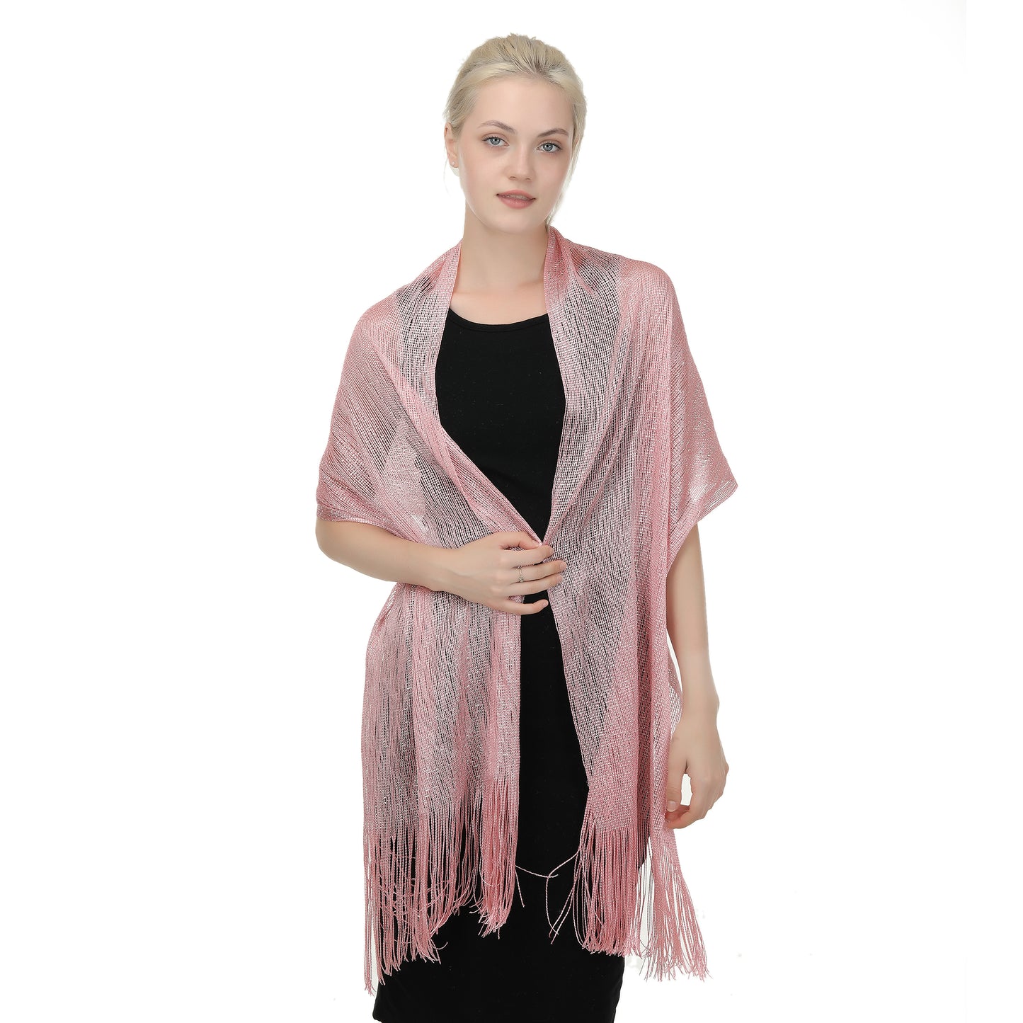 Fishnet Sparkly Metallic Shawl & Wrap Scarf– Elegant Evening Accessory for Women's Dressy Dresses