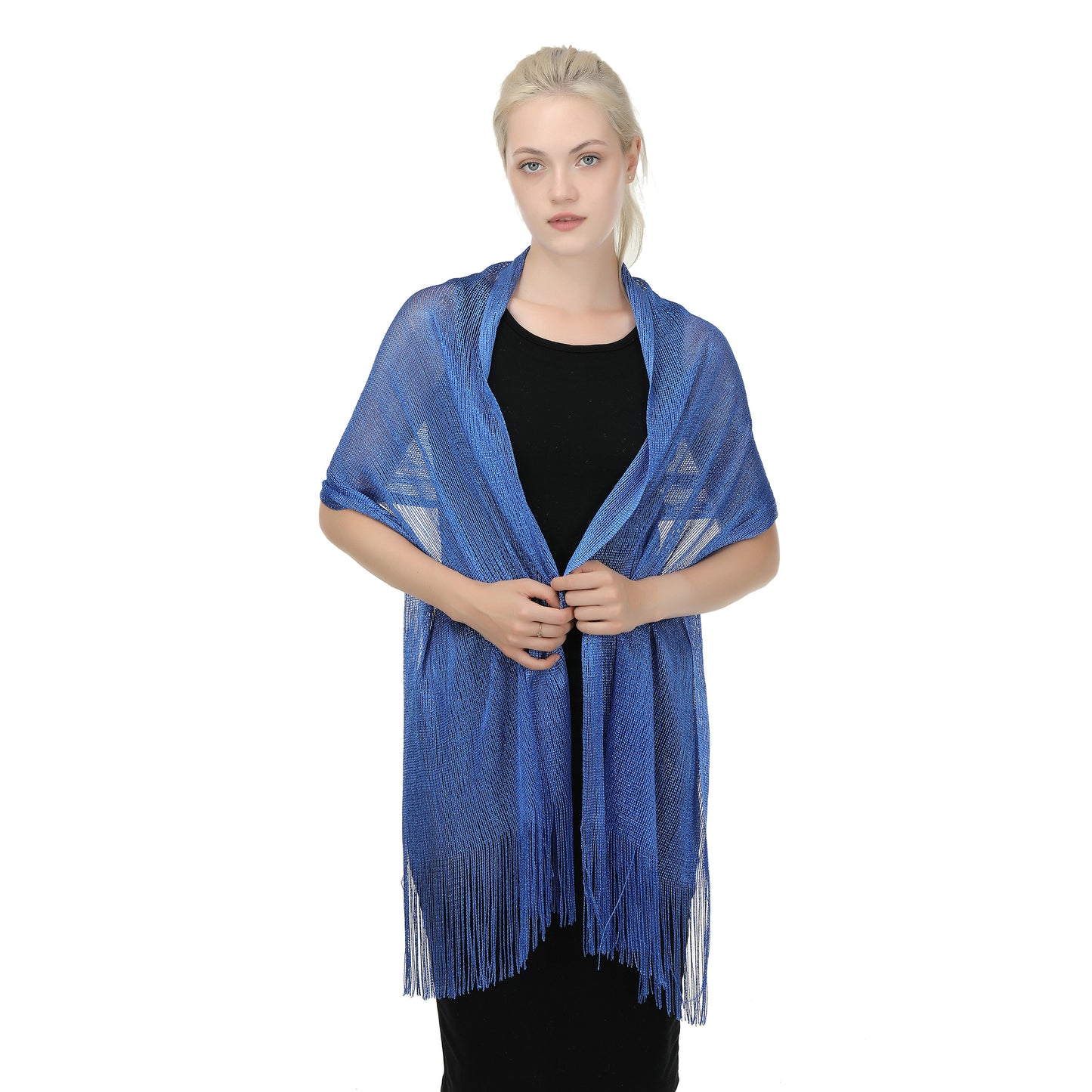 Fishnet Sparkly Metallic Shawl & Wrap Scarf– Elegant Evening Accessory for Women's Dressy Dresses