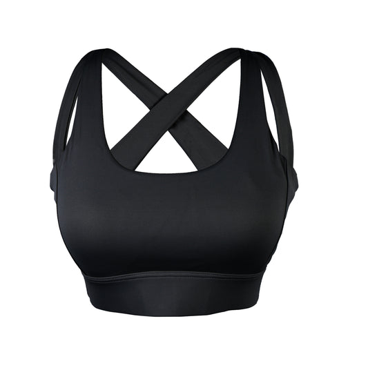 Women’s Yoga Sports Top with Striped Back and Built-In Bra Pads