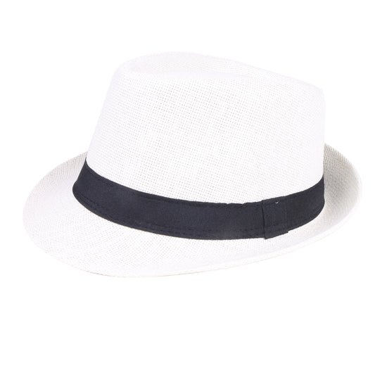 Men Women Fedora Straw Sun Hat – Roll-Up Short Brim Trilby Hat, UPF 50+ Beach Hat