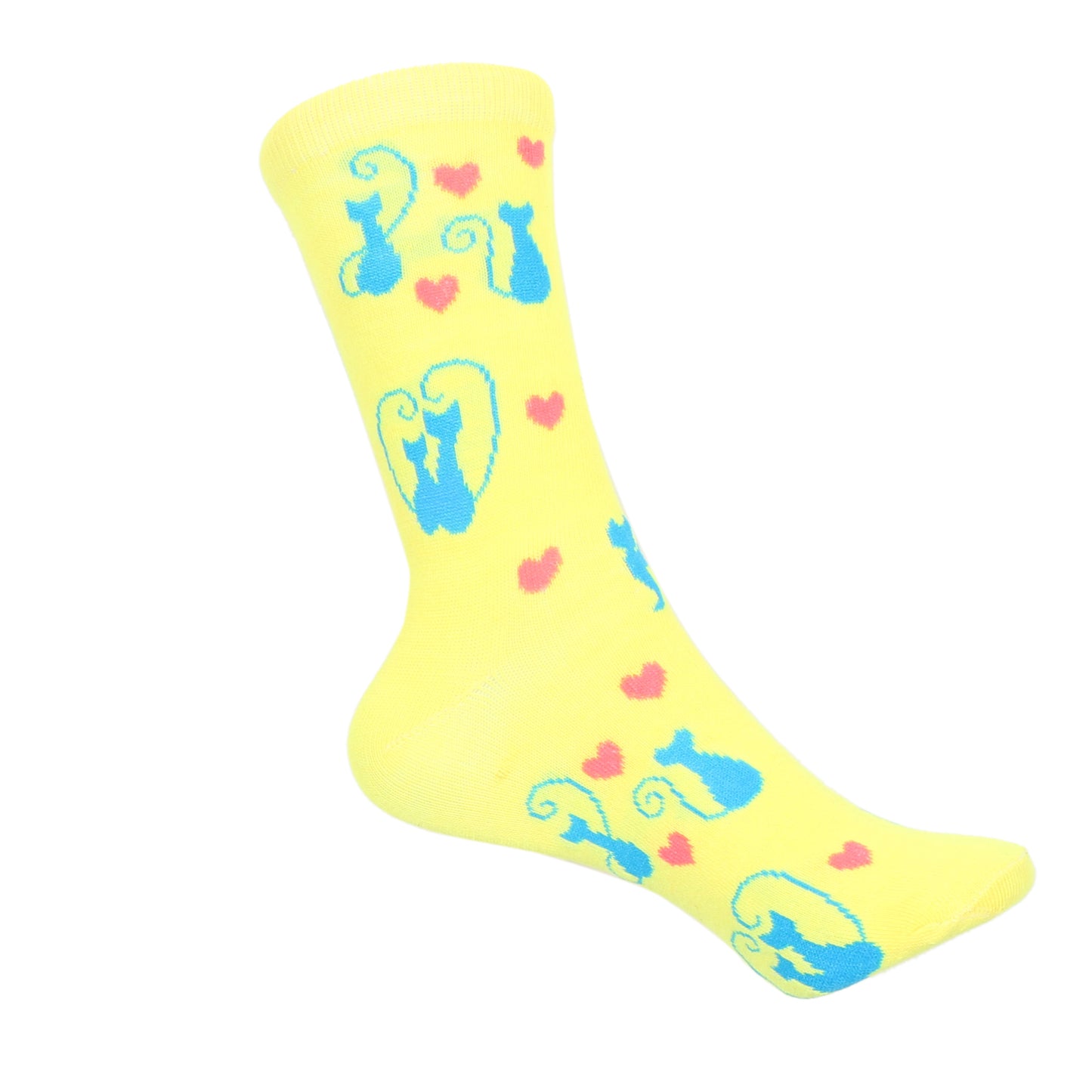 12 Pairs Women’s Lightweight Kittty Cat&Love Heart Patterned Cotton Crew Caual Cute Socks