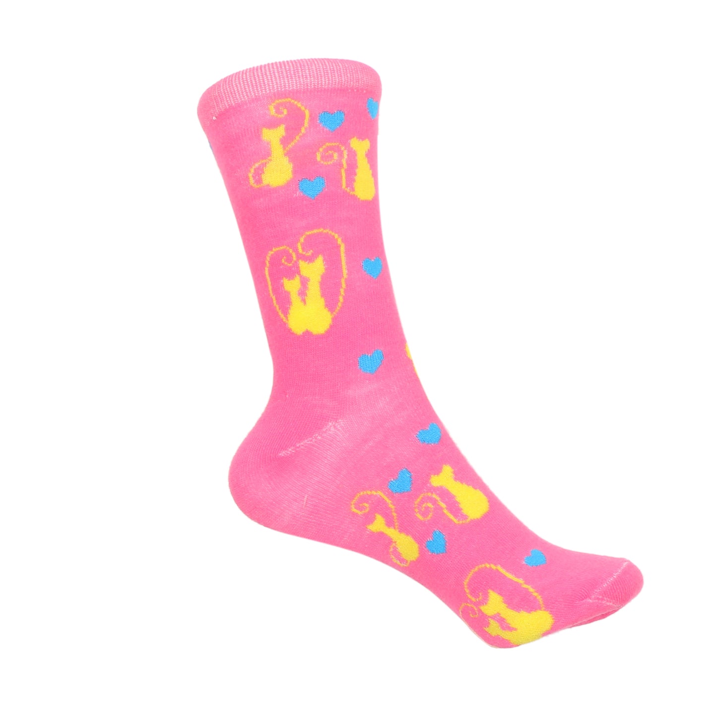 12 Pairs Women’s Lightweight Kittty Cat&Love Heart Patterned Cotton Crew Caual Cute Socks