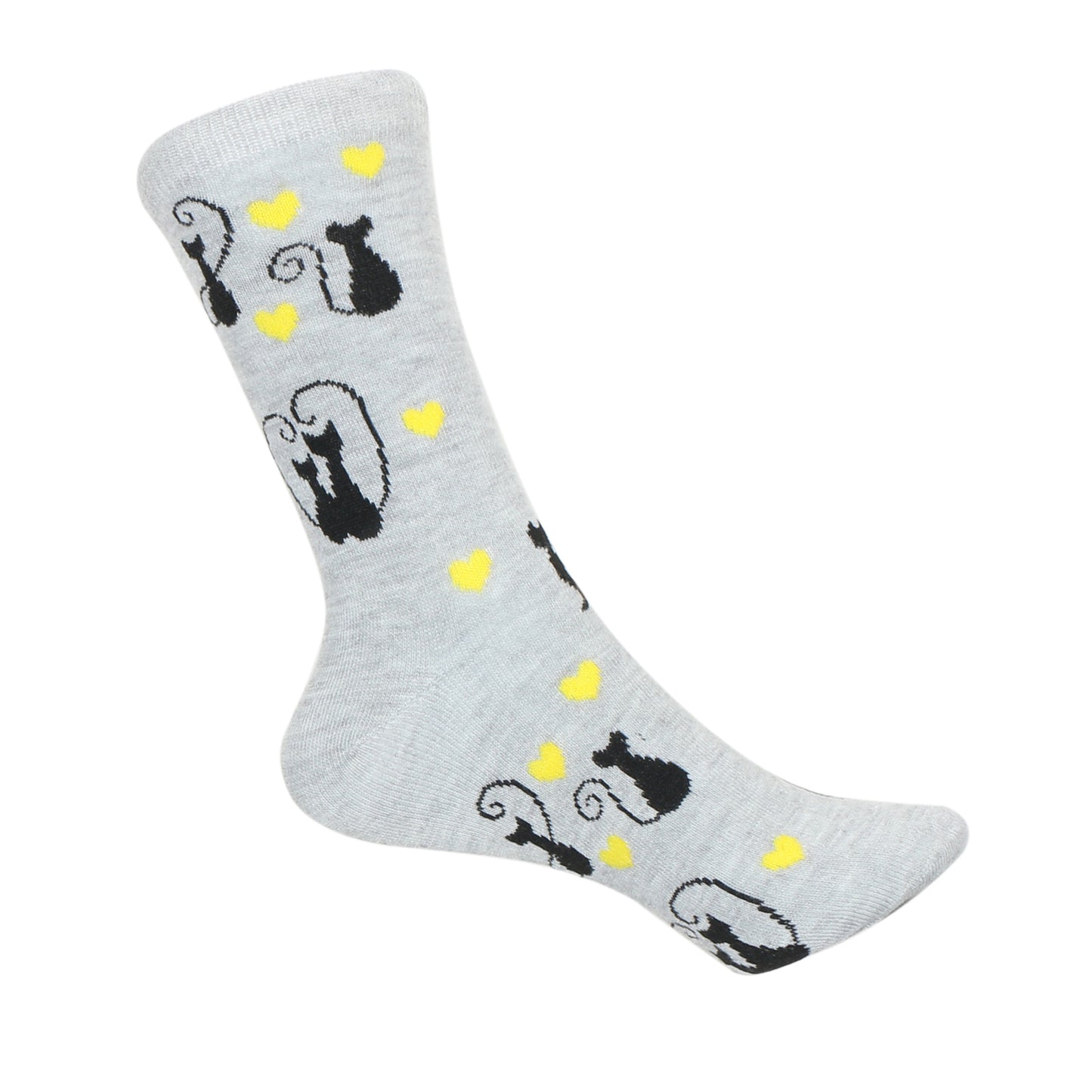 12 Pairs Women’s Lightweight Kittty Cat&Love Heart Patterned Cotton Crew Caual Cute Socks