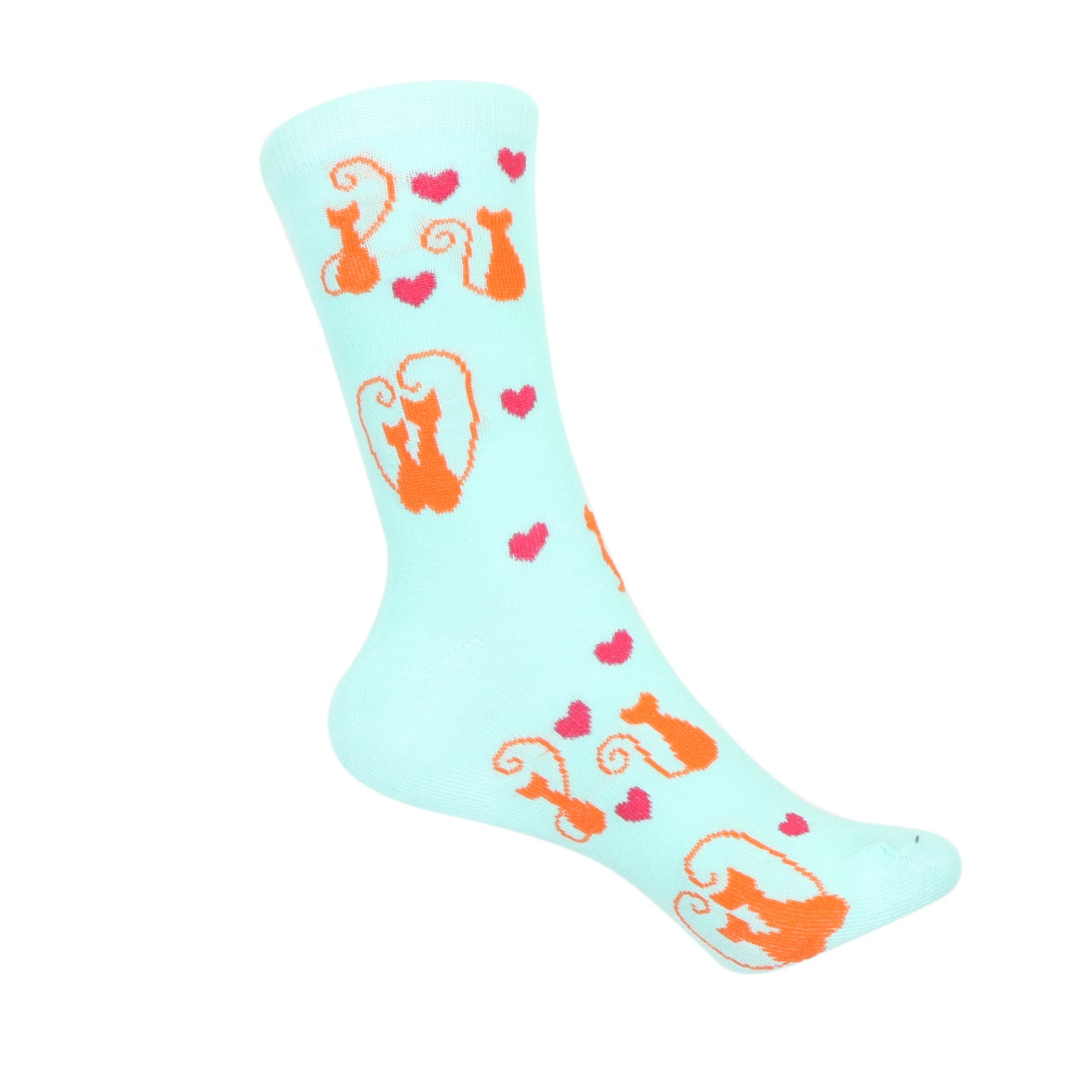 12 Pairs Women’s Lightweight Kittty Cat&Love Heart Patterned Cotton Crew Caual Cute Socks