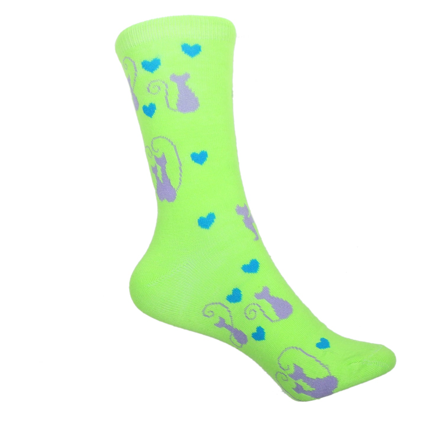 12 Pairs Women’s Lightweight Kittty Cat&Love Heart Patterned Cotton Crew Caual Cute Socks