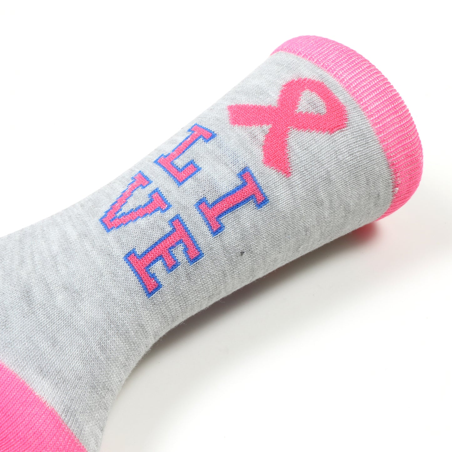 12 Pairs Women’s Lightweight Brest Cancer Pink Ribbon&Live Cotton Crew Caual Cute Socks