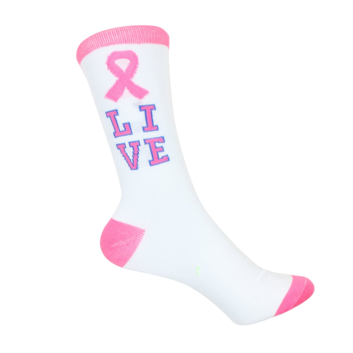 12 Pairs Women’s Lightweight Brest Cancer Pink Ribbon&Live Cotton Crew Caual Cute Socks