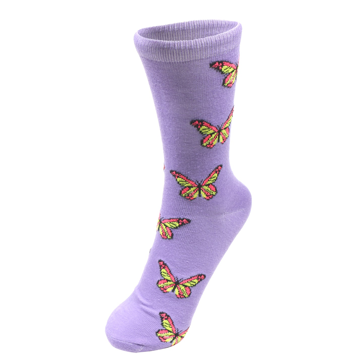 12 Pairs Women’s Lightweight Butterfly Patterned Cotton Crew Caual Cute Socks