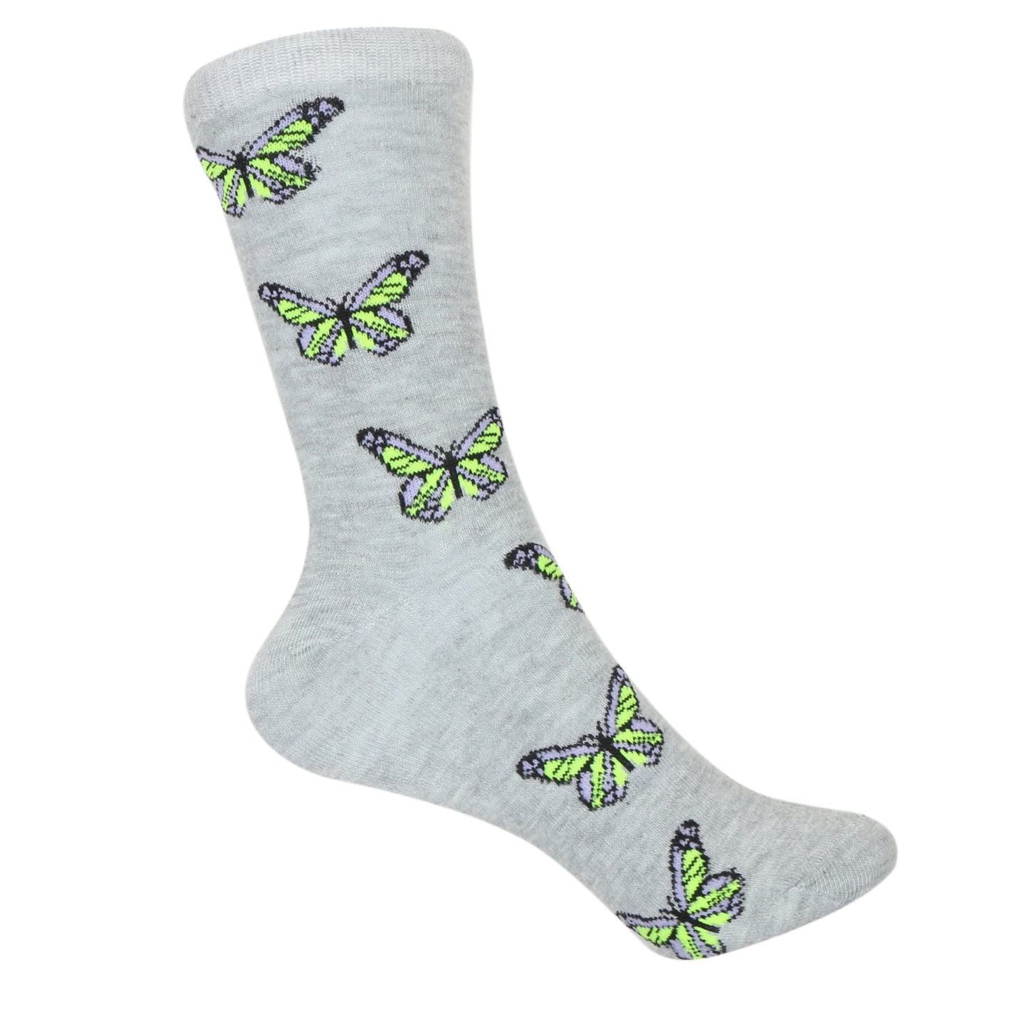 12 Pairs Women’s Lightweight Butterfly Patterned Cotton Crew Caual Cute Socks