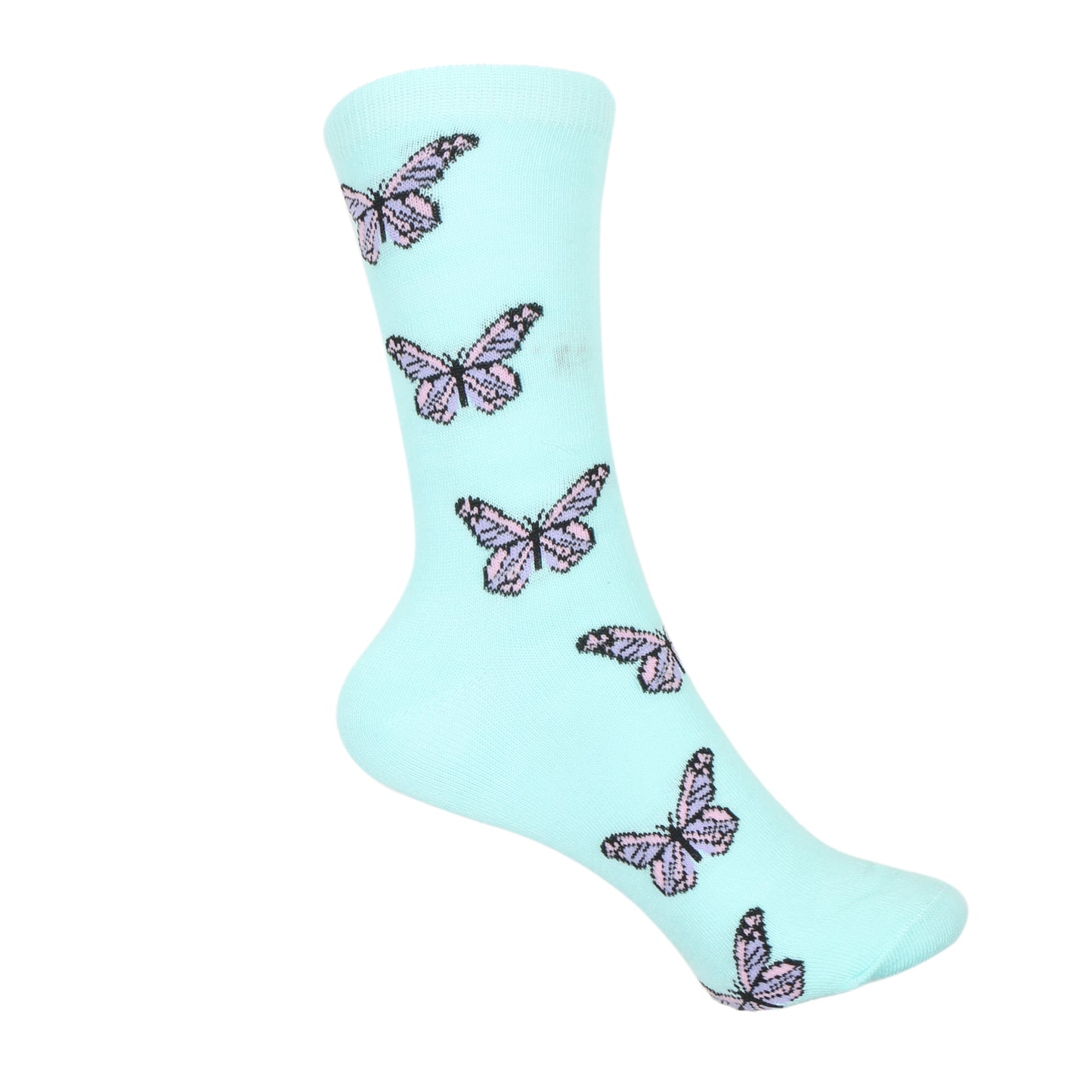 12 Pairs Women’s Lightweight Butterfly Patterned Cotton Crew Caual Cute Socks