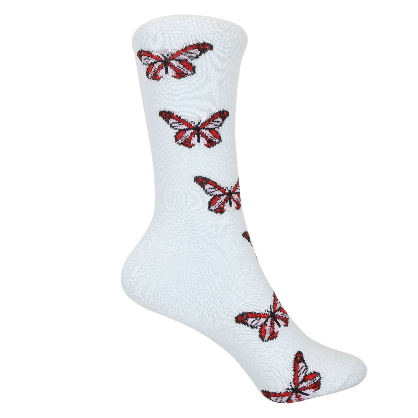 12 Pairs Women’s Lightweight Butterfly Patterned Cotton Crew Caual Cute Socks