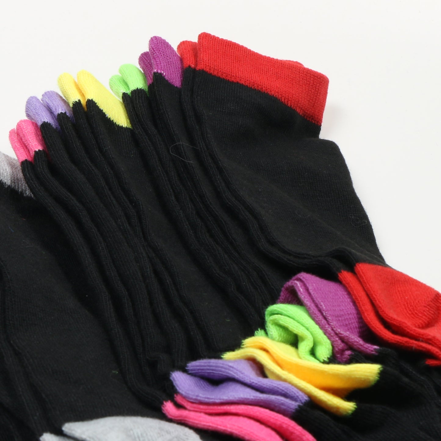 12 Pairs Women’s Lightweight Black Two Tone Solid Cotton Crew Caual Cute Socks