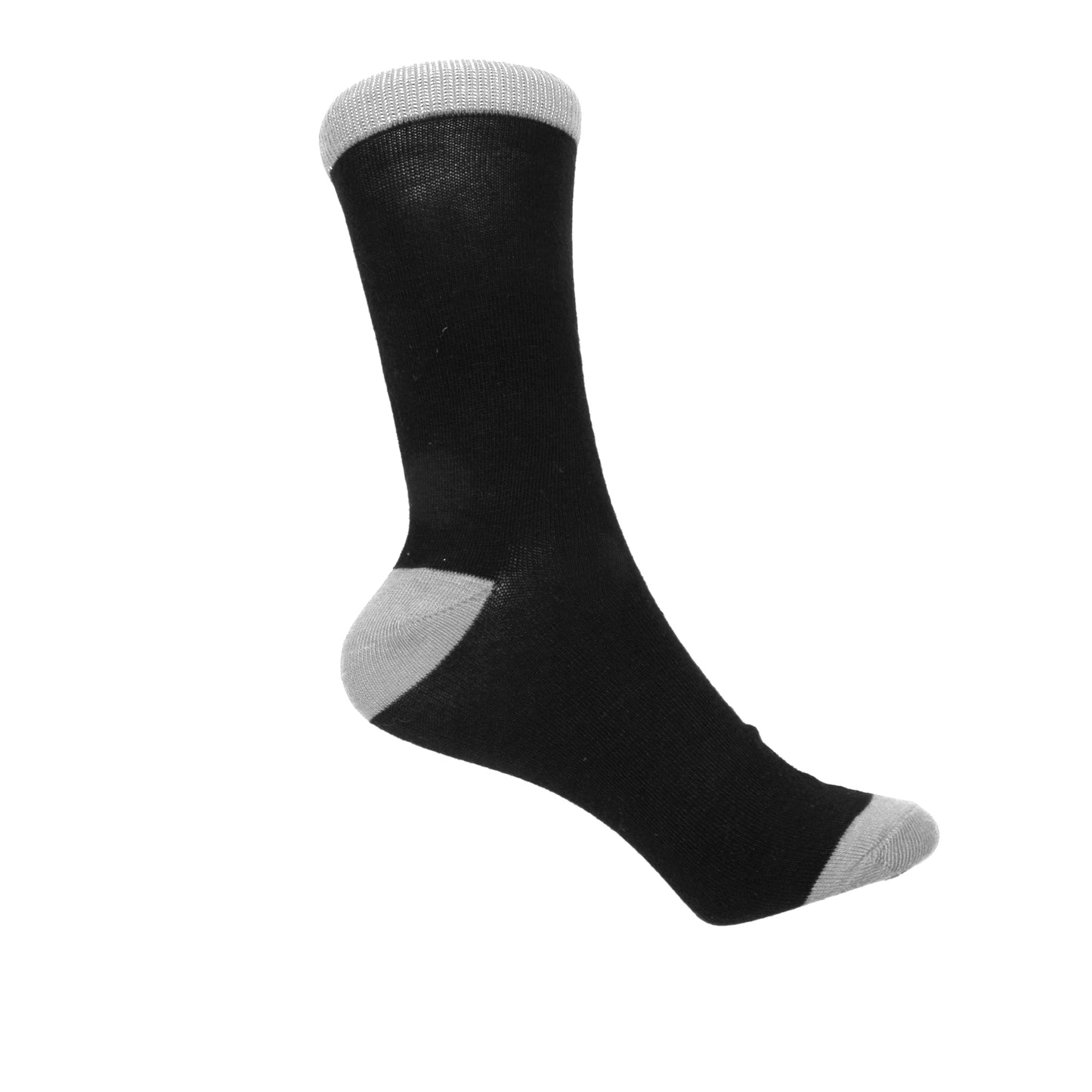 12 Pairs Women’s Lightweight Black Two Tone Solid Cotton Crew Caual Cute Socks