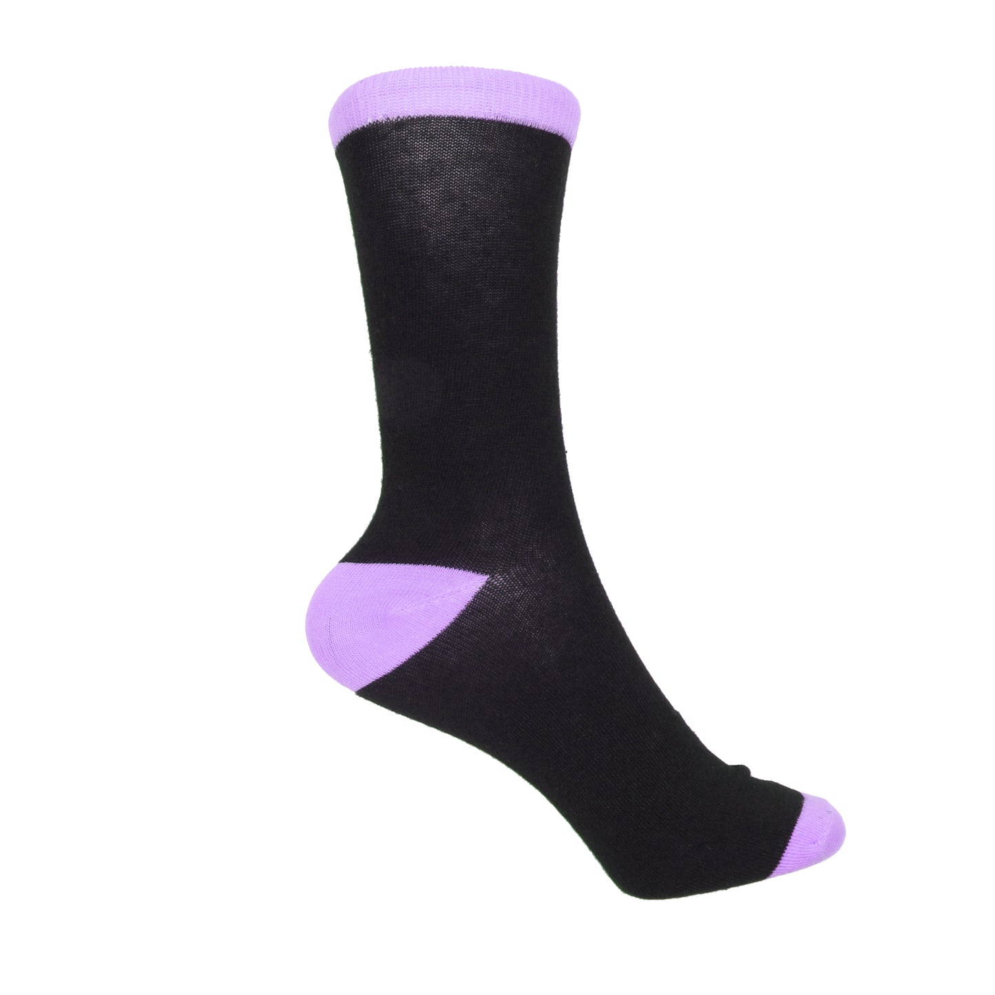 12 Pairs Women’s Lightweight Black Two Tone Solid Cotton Crew Caual Cute Socks