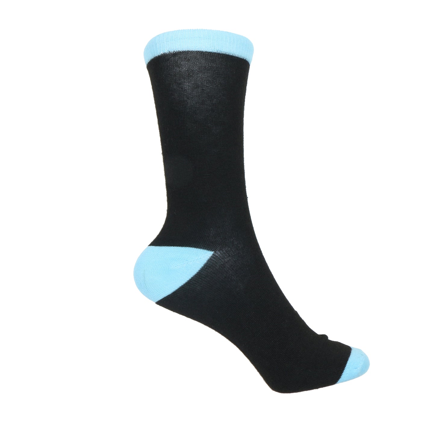 12 Pairs Women’s Lightweight Black Two Tone Solid Cotton Crew Caual Cute Socks