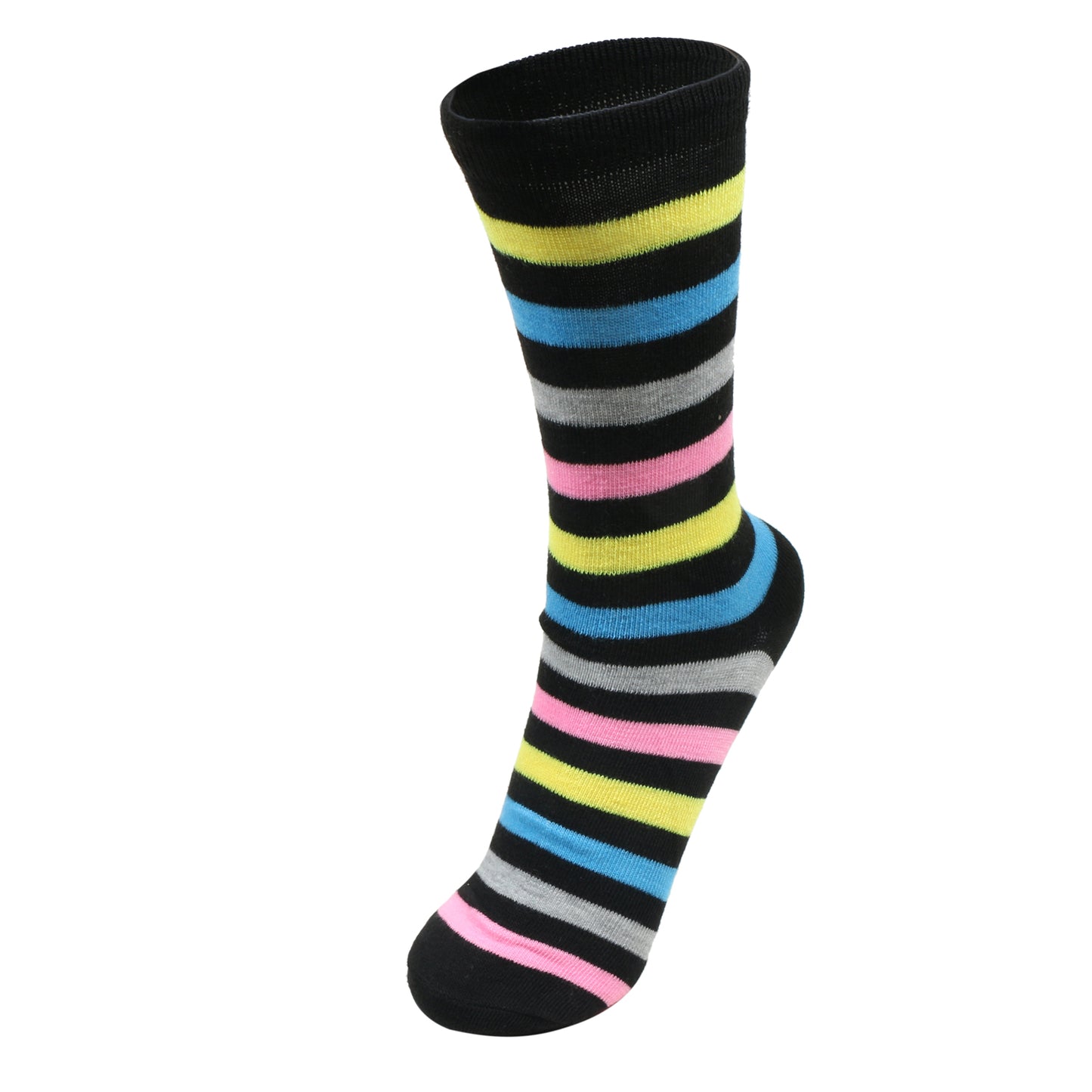12 Pairs Women’s Lightweight Neon Rainbow Colored Striped Cotton Crew Caual Cute Socks