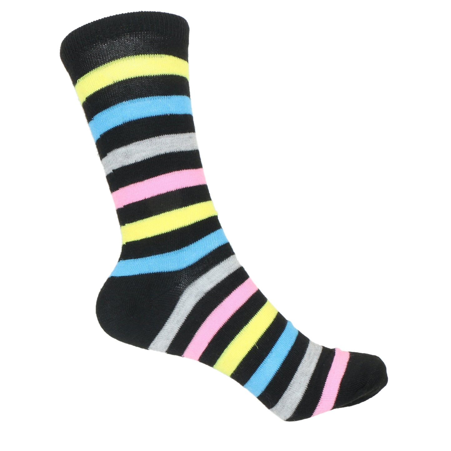 12 Pairs Women’s Lightweight Neon Rainbow Colored Striped Cotton Crew Caual Cute Socks