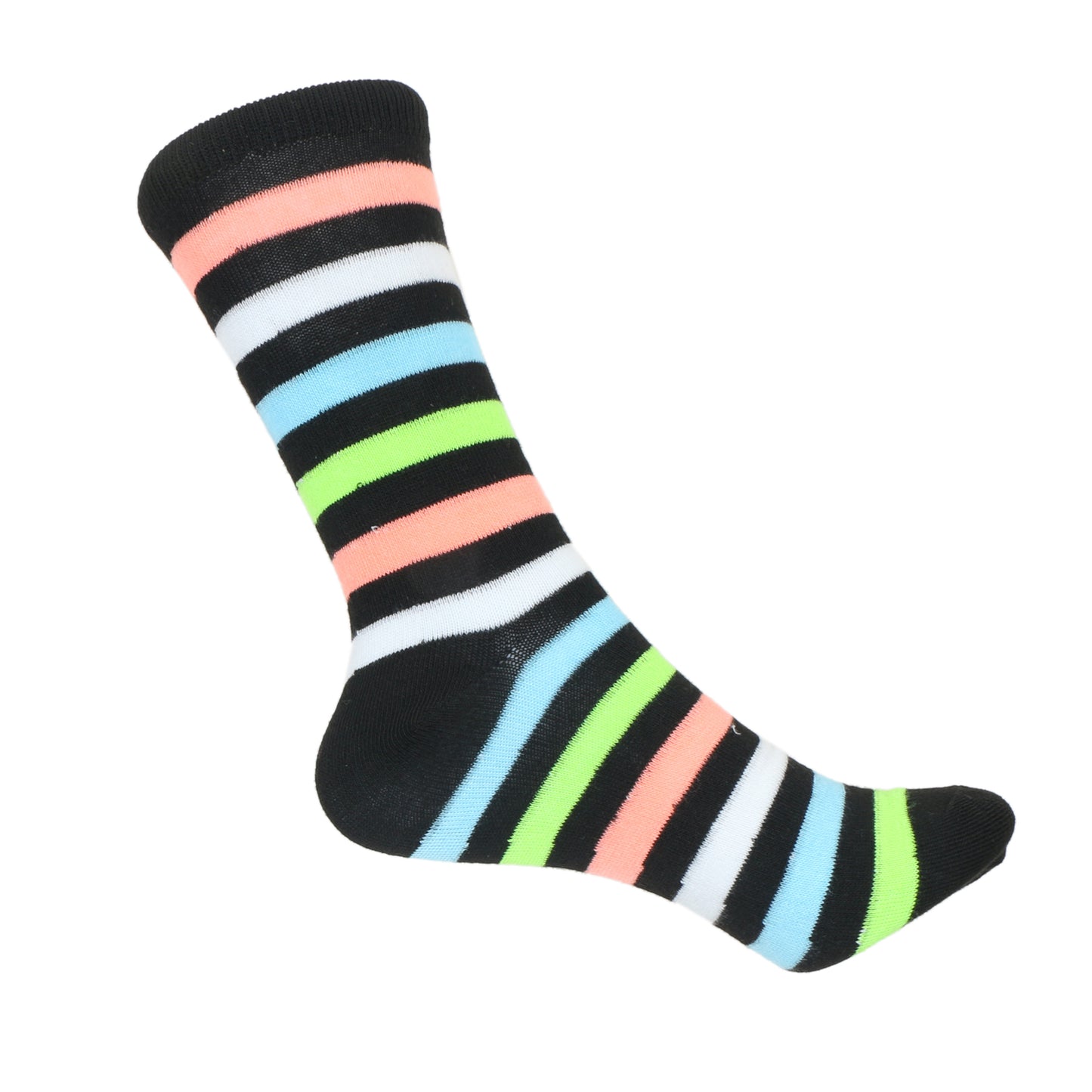 12 Pairs Women’s Lightweight Neon Rainbow Colored Striped Cotton Crew Caual Cute Socks