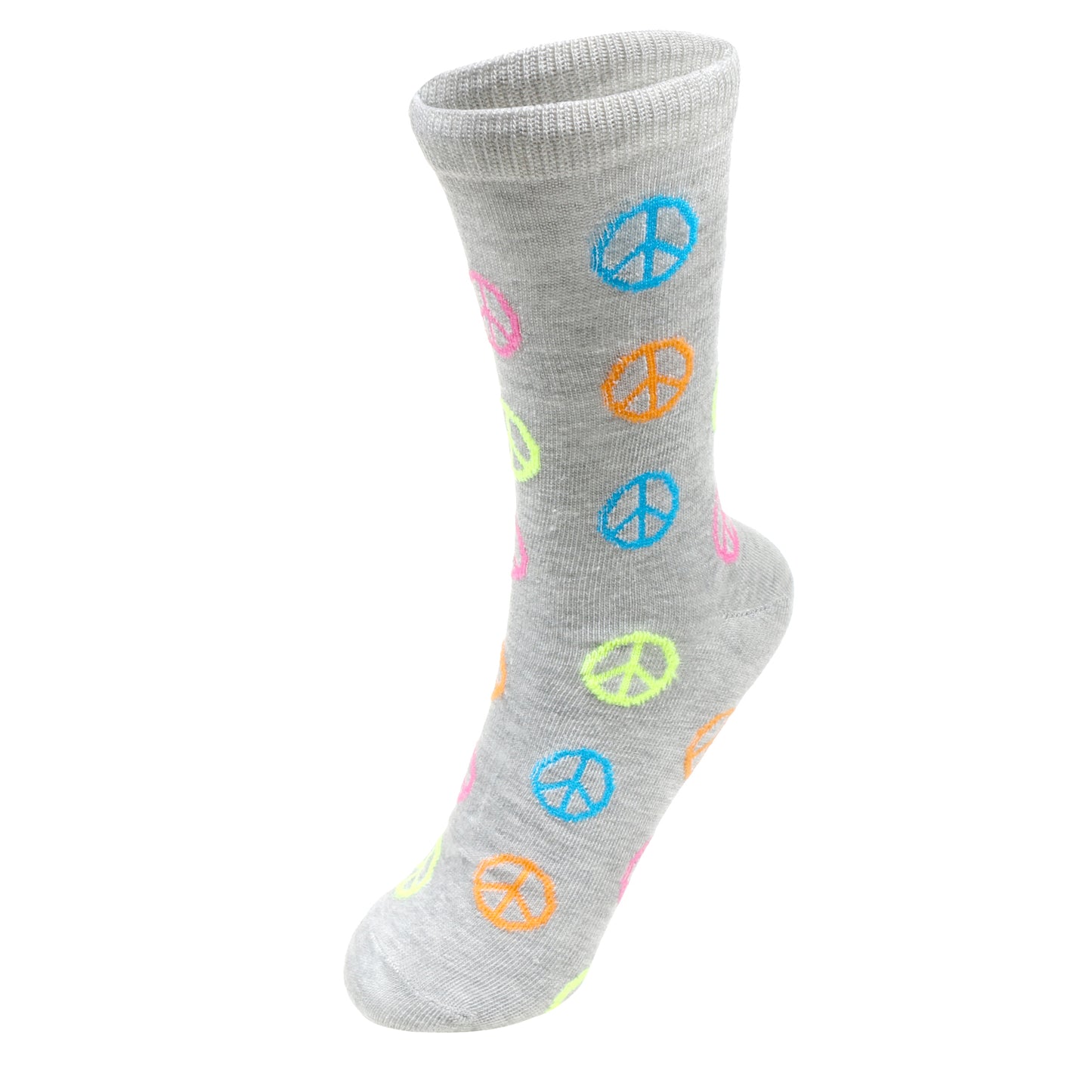 12 Pairs Women’s Lightweight Peace Sign Patterned Cotton Crew Caual Cute Socks
