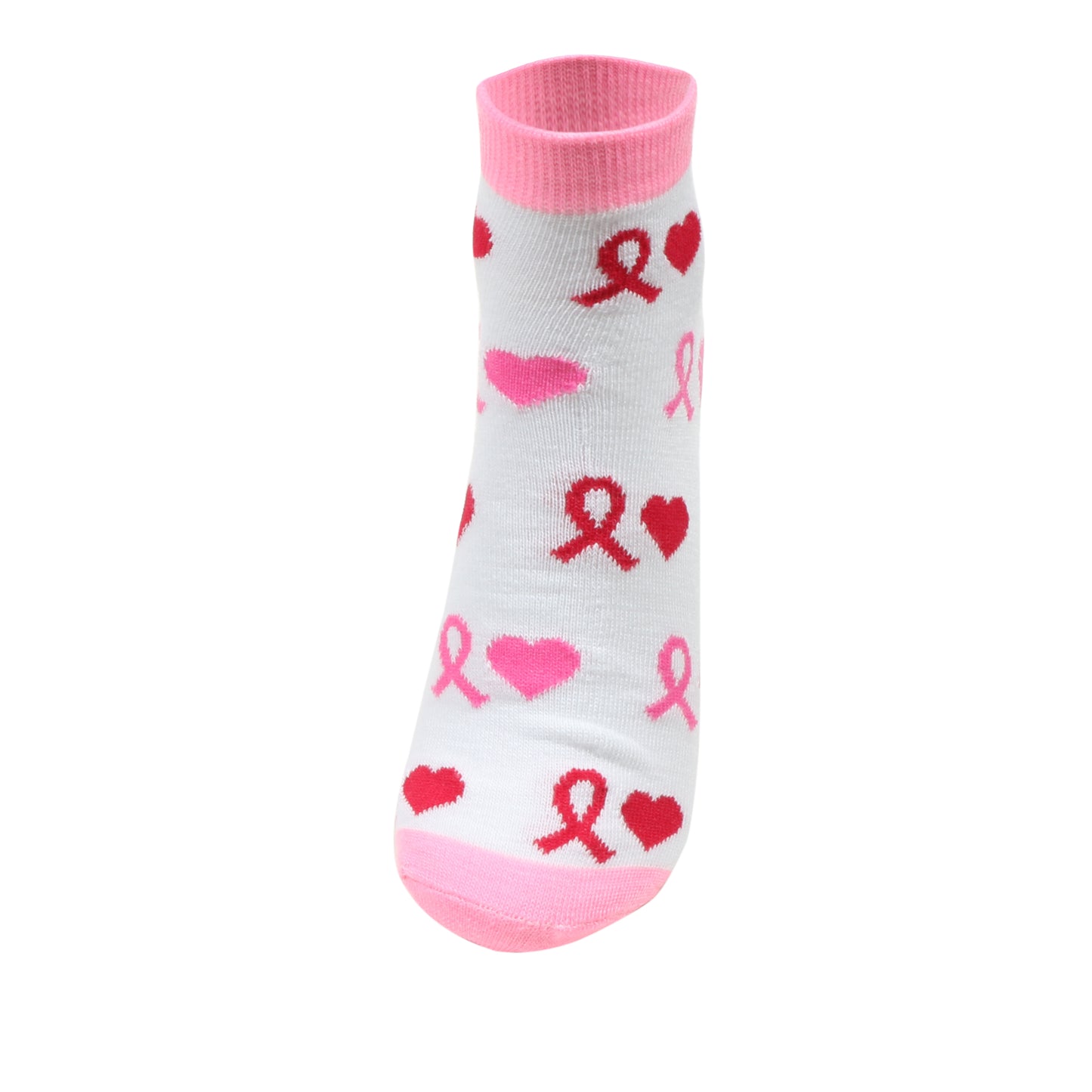 12 Pairs Women’s Lightweight Pink Ribbon&Heart Love Cotton Ankle Mid Quarter Mini Crew Breast Cancer Caual Socks
