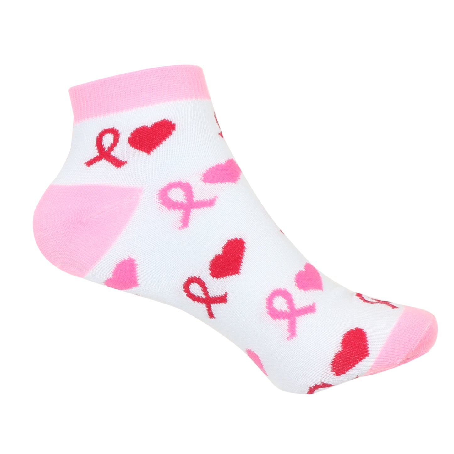 12 Pairs Women’s Lightweight Pink Ribbon&Heart Love Cotton Ankle Mid Quarter Mini Crew Breast Cancer Caual Socks