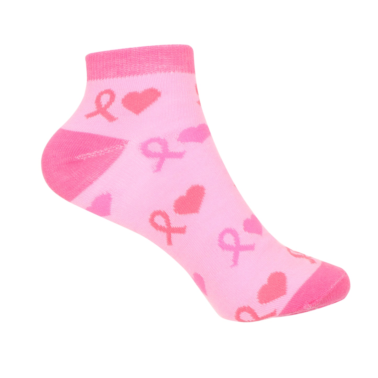 12 Pairs Women’s Lightweight Pink Ribbon&Heart Love Cotton Ankle Mid Quarter Mini Crew Breast Cancer Caual Socks