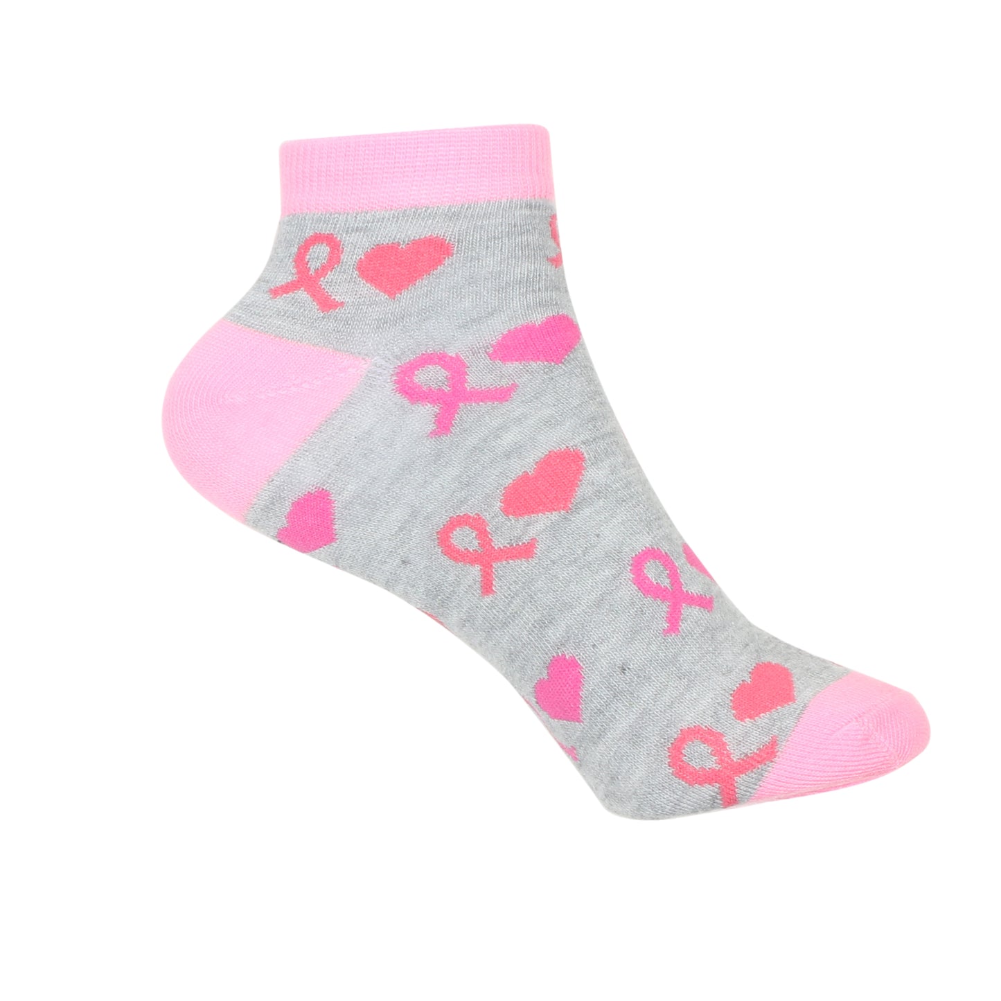 12 Pairs Women’s Lightweight Pink Ribbon&Heart Love Cotton Ankle Mid Quarter Mini Crew Breast Cancer Caual Socks