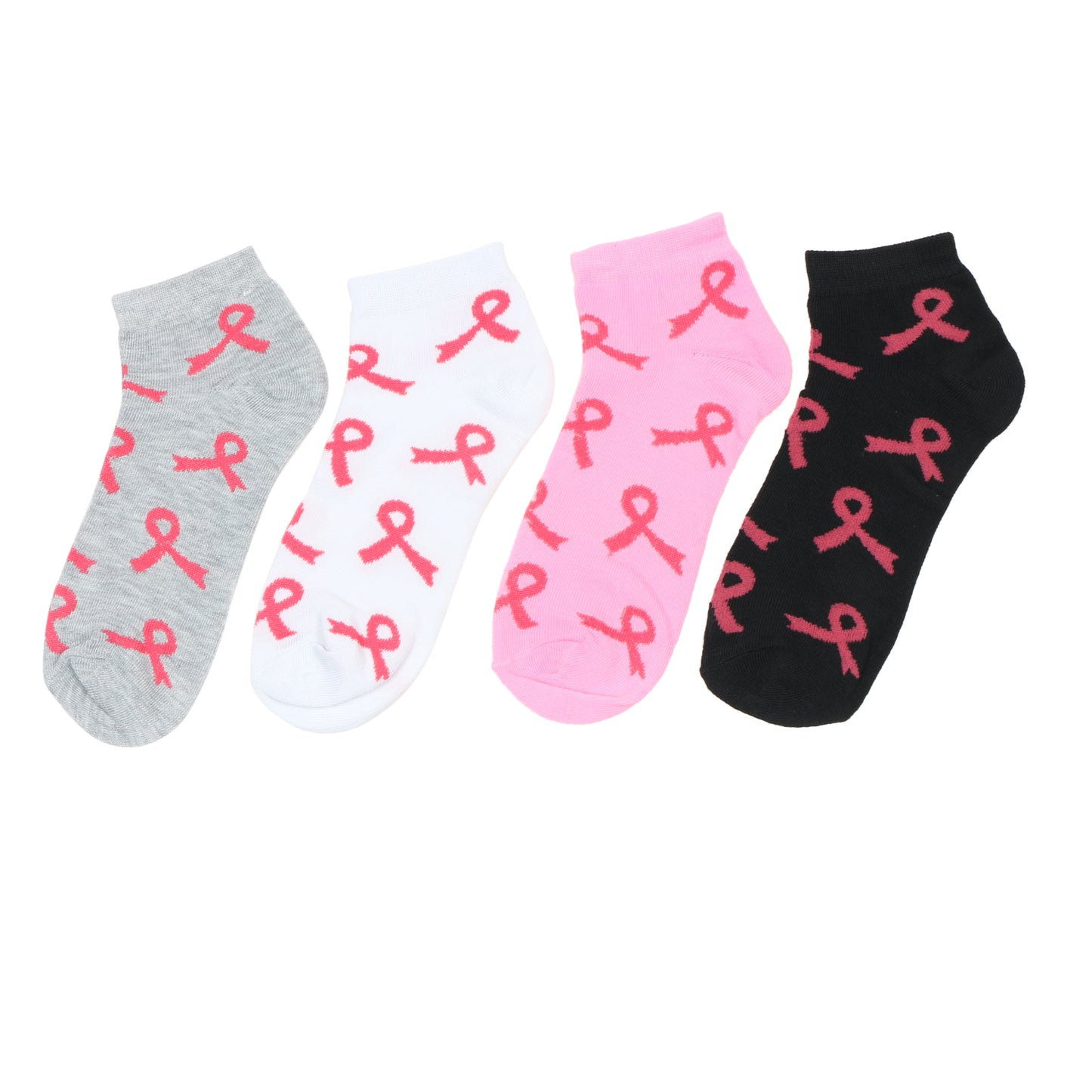 12 Pairs Women’s Lightweight Pink Ribbon Cotton Ankle Mid Quarter Mini Crew Breast Cancer Caual Socks