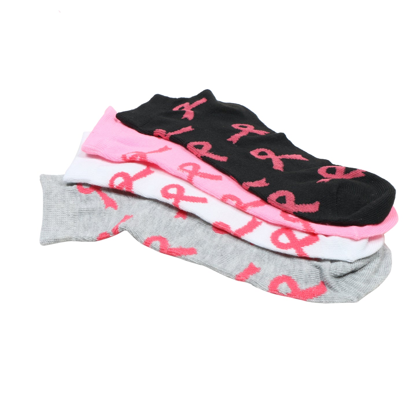 12 Pairs Women’s Lightweight Pink Ribbon Cotton Ankle Mid Quarter Mini Crew Breast Cancer Caual Socks