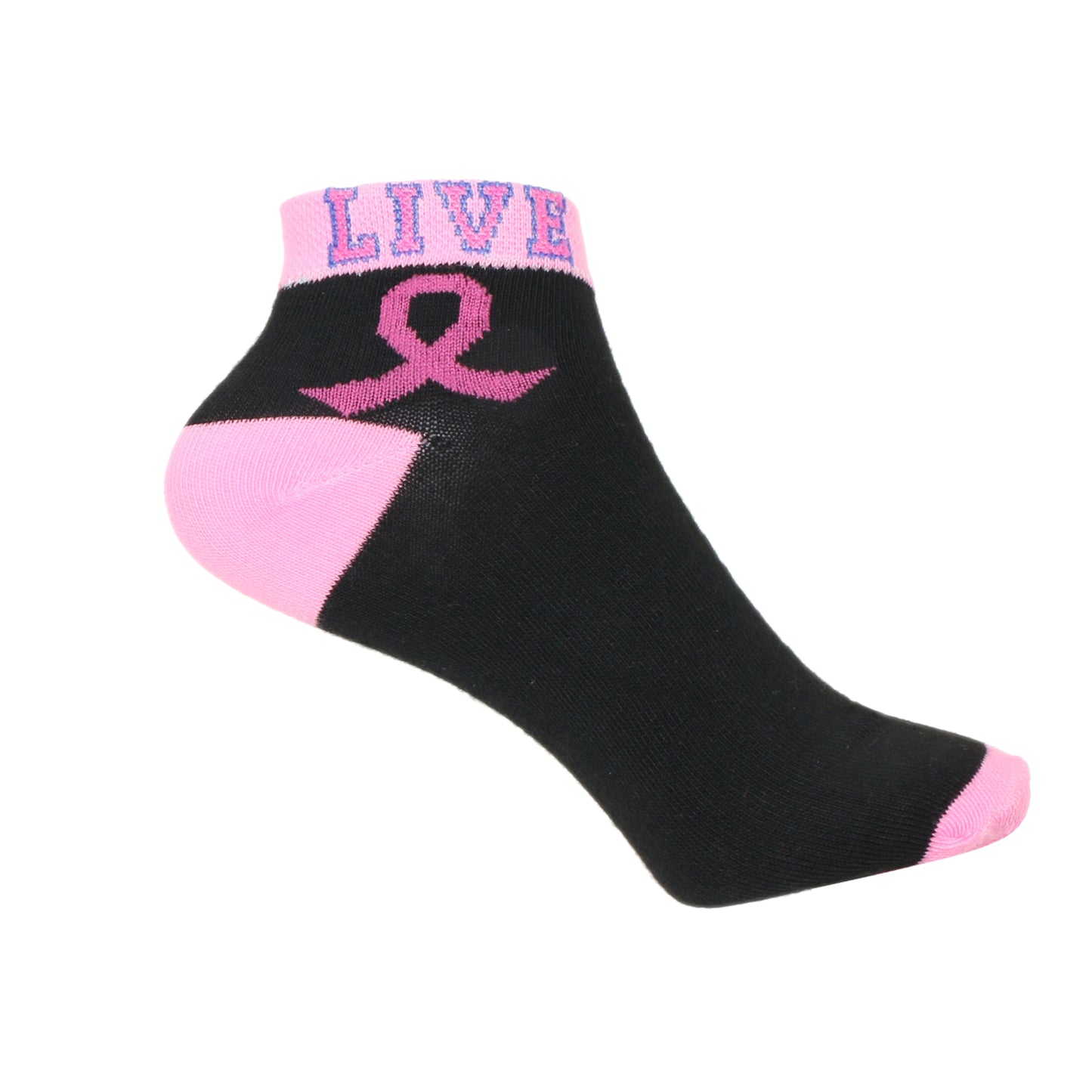 12 Pairs Women’s Lightweight Pink Ribbon&Live Cotton Ankle Mid Quarter Mini Crew Breast Cancer Caual Socks