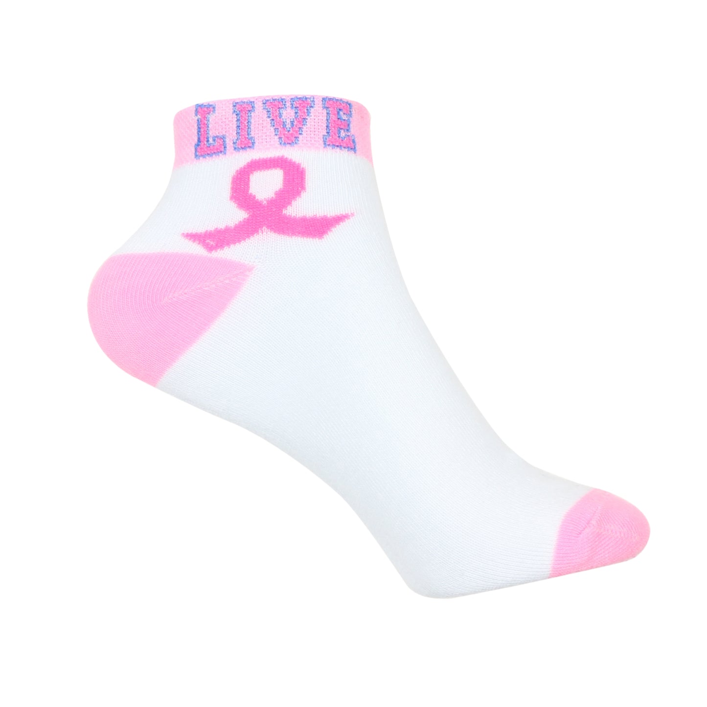 12 Pairs Women’s Lightweight Pink Ribbon&Live Cotton Ankle Mid Quarter Mini Crew Breast Cancer Caual Socks