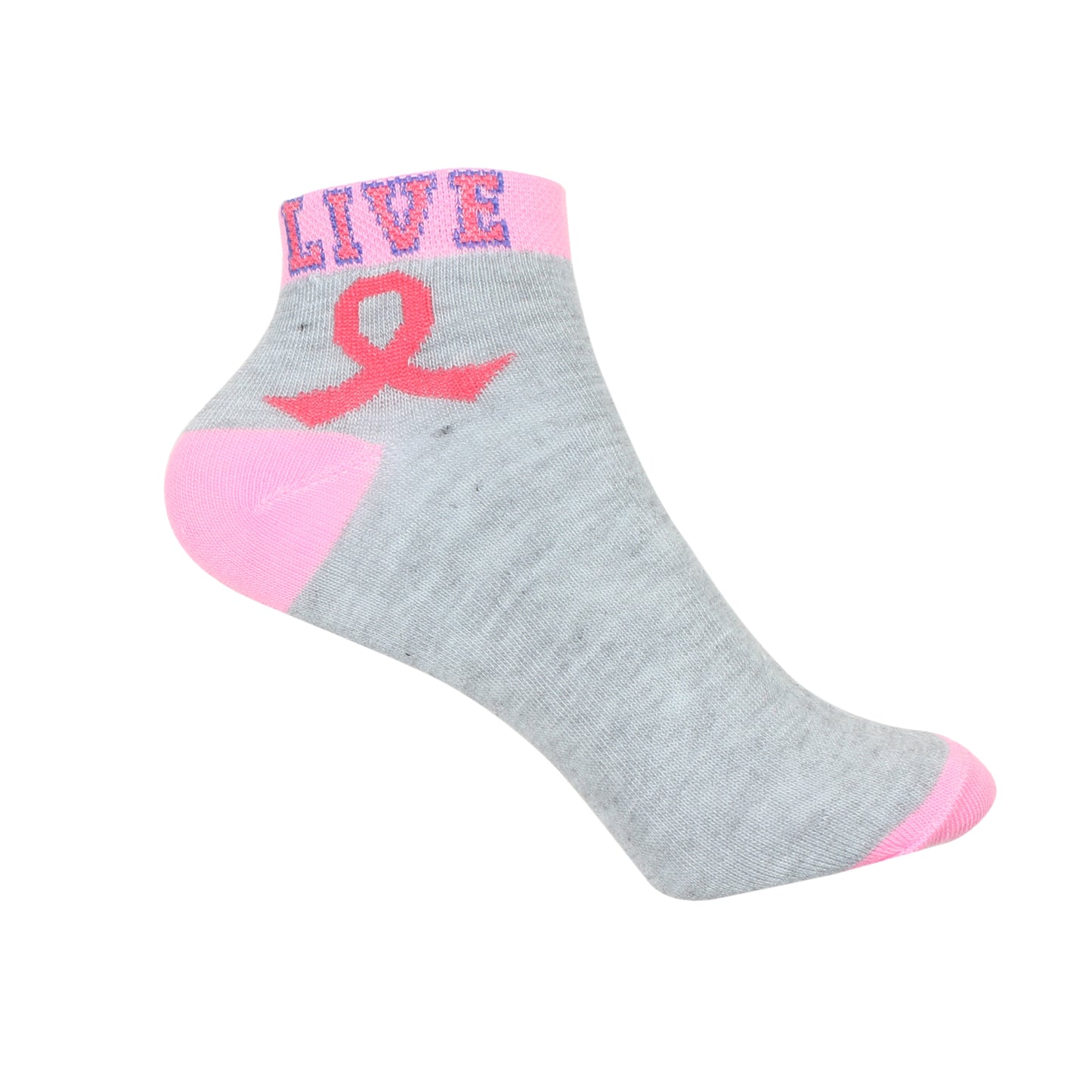 12 Pairs Women’s Lightweight Pink Ribbon&Live Cotton Ankle Mid Quarter Mini Crew Breast Cancer Caual Socks
