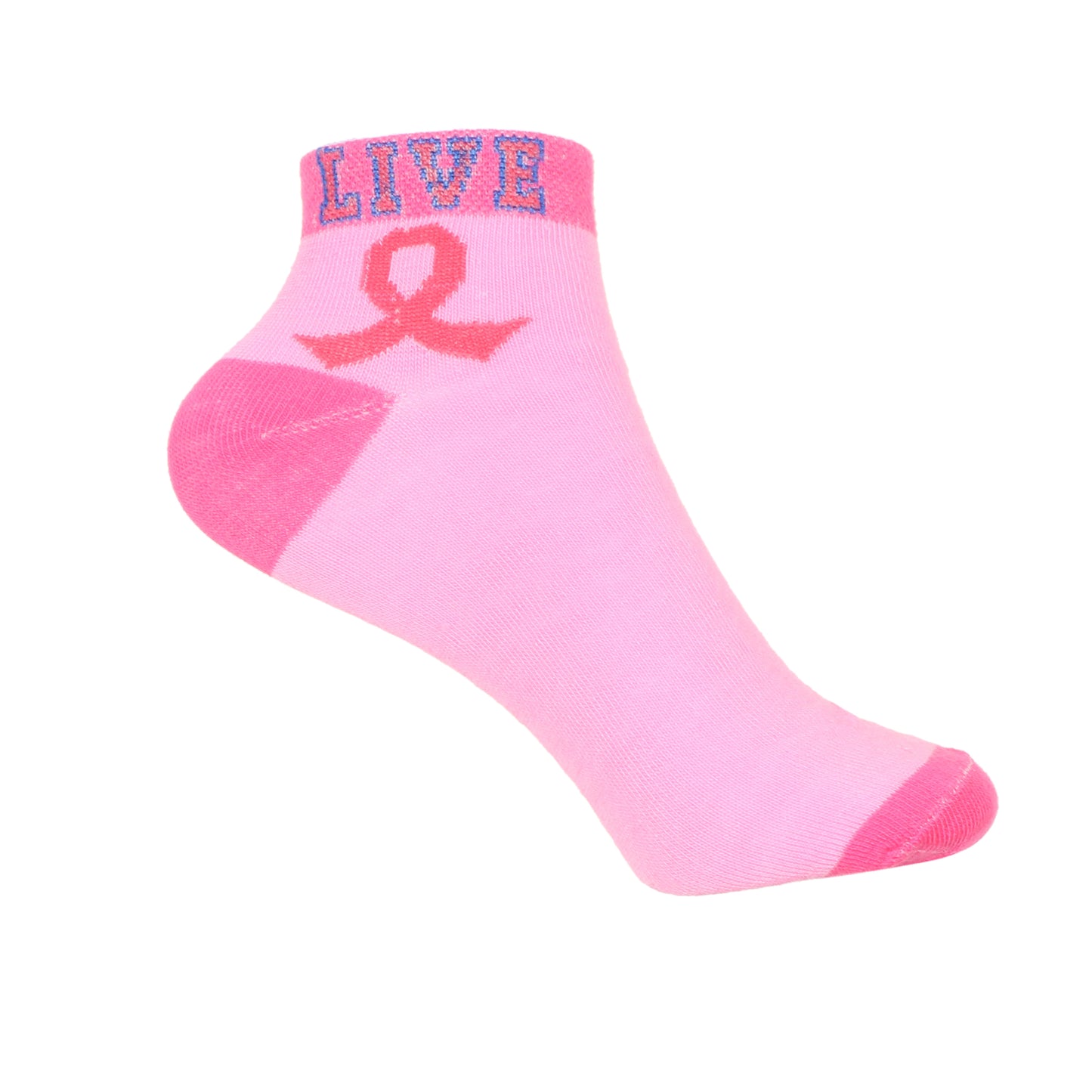 12 Pairs Women’s Lightweight Pink Ribbon&Live Cotton Ankle Mid Quarter Mini Crew Breast Cancer Caual Socks