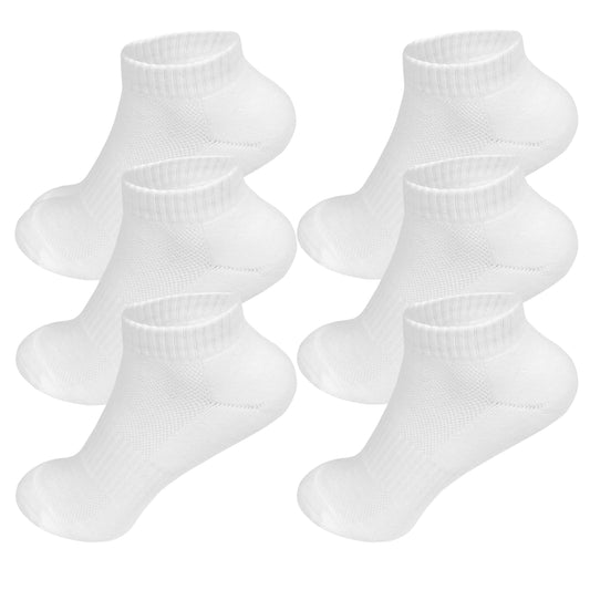 Women 6 Pairs Ankle Athletic Running Socks Low Cut Sports Mesh Cushioned Cotton Socks