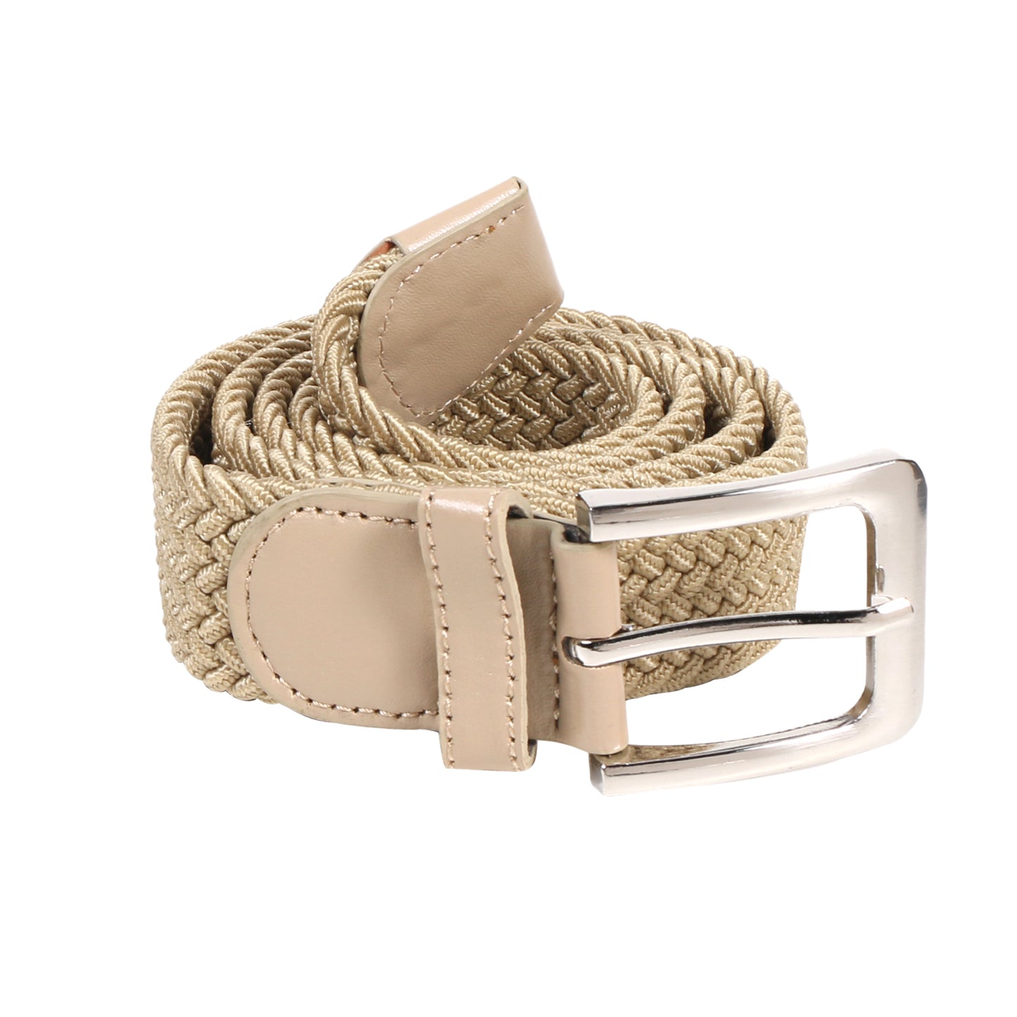 Men's Stretch Braided Belt – Elastic Woven Web Belt with Faux Leather Tip for Casual