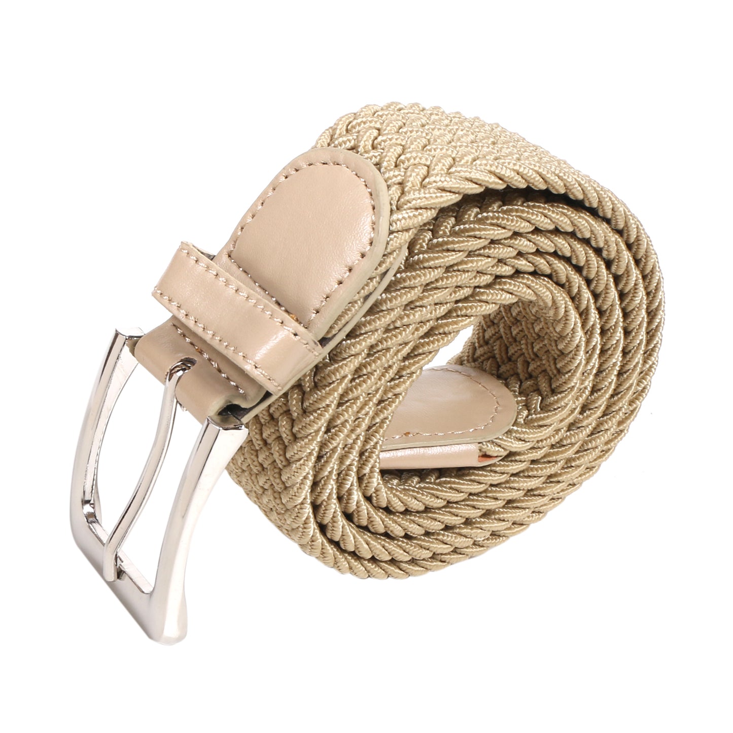 Men's Stretch Braided Belt – Elastic Woven Web Belt with Faux Leather Tip for Casual