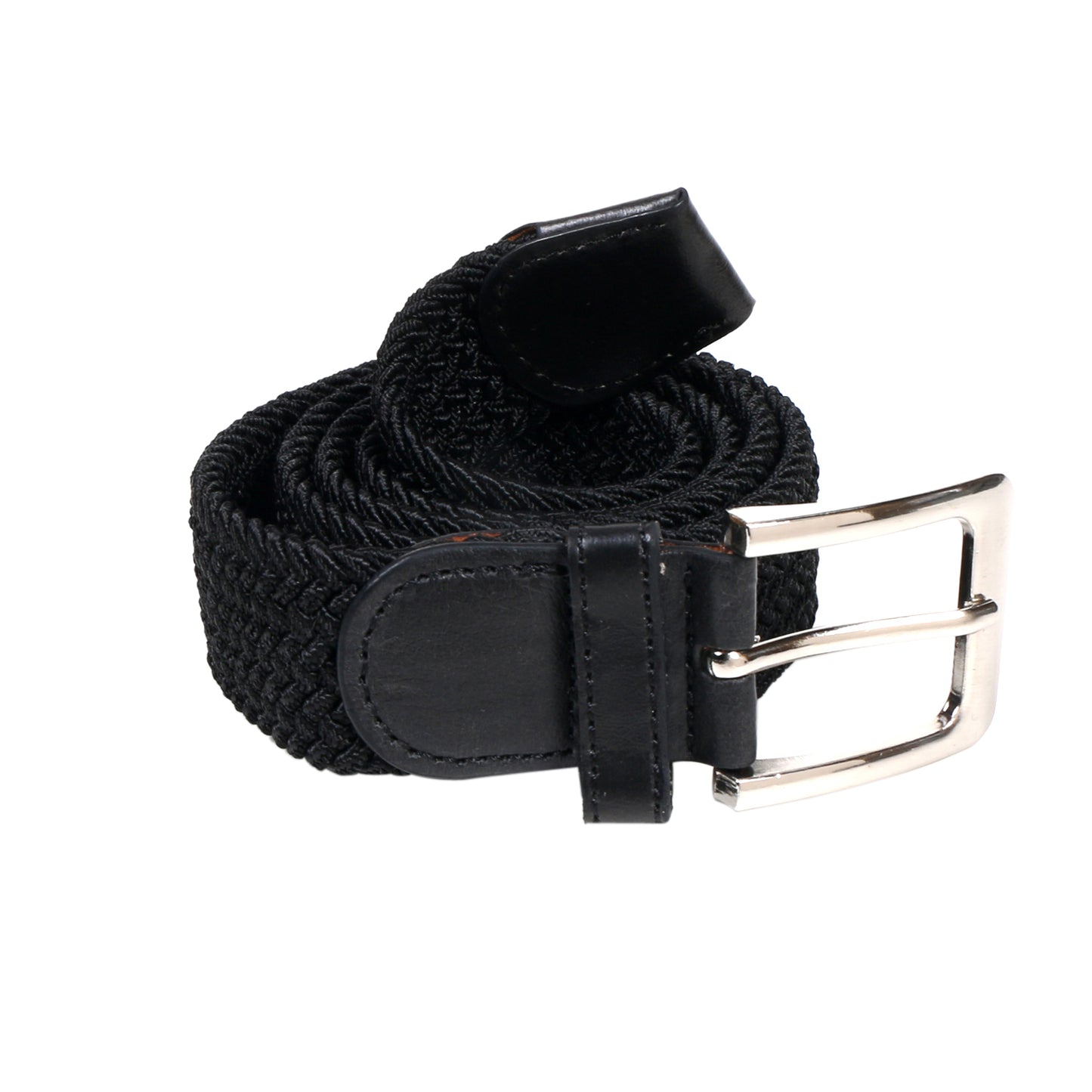 Men's Stretch Braided Belt – Elastic Woven Web Belt with Faux Leather Tip for Casual
