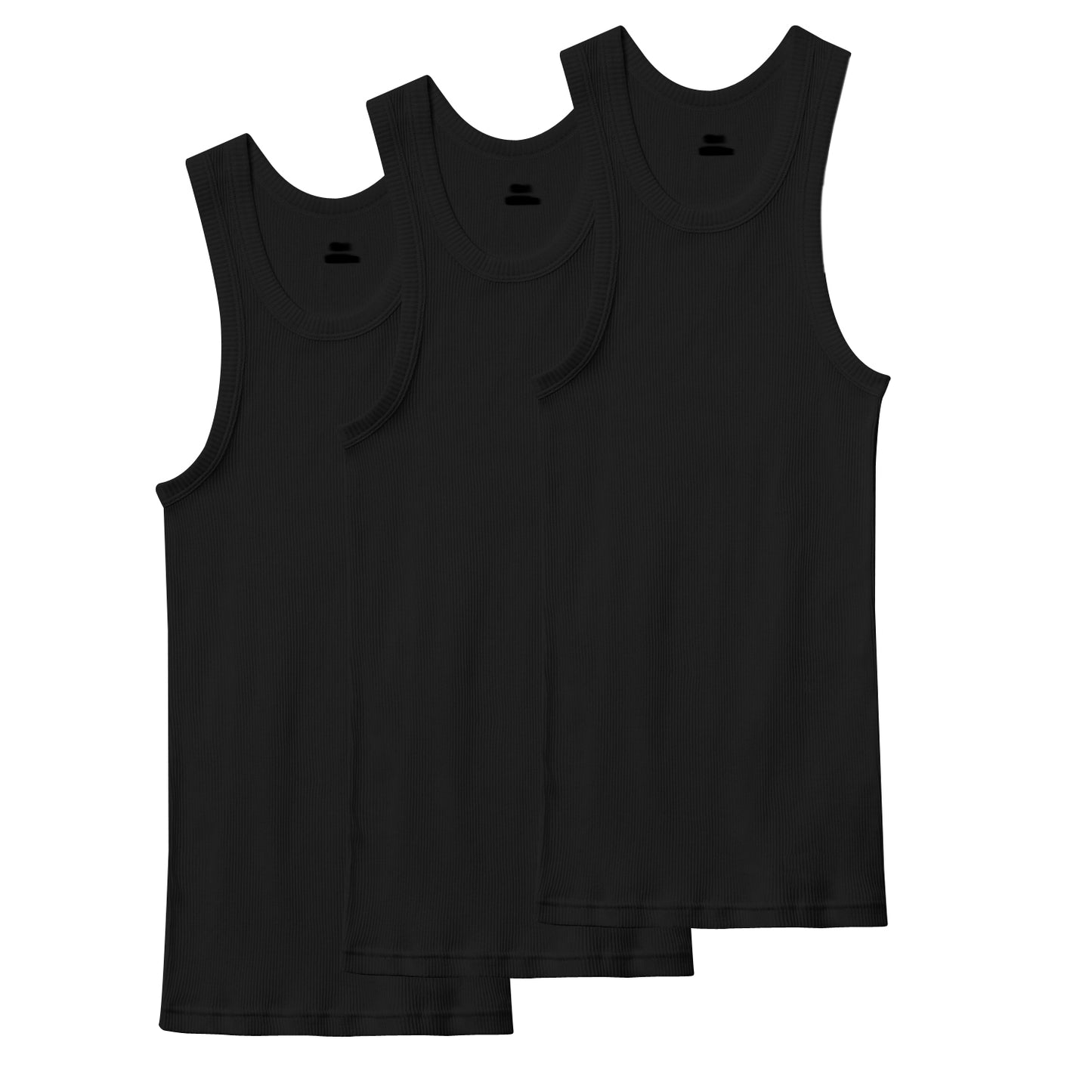 Men’s 3 Pack Solid BLack White Grey Cotton Ribbed Tank Top Wife Beater Comfortable