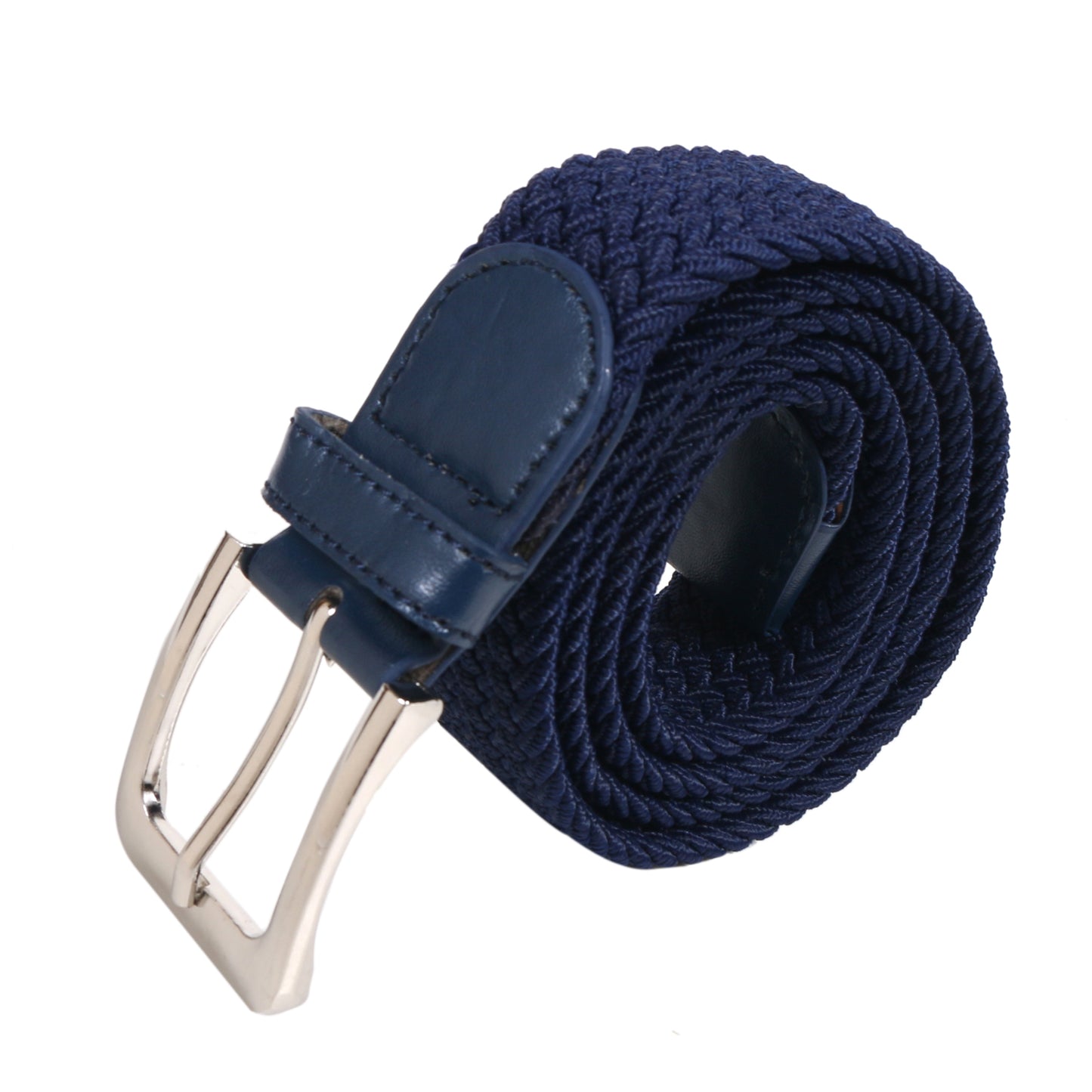 Men's Stretch Braided Belt – Elastic Woven Web Belt with Faux Leather Tip for Casual