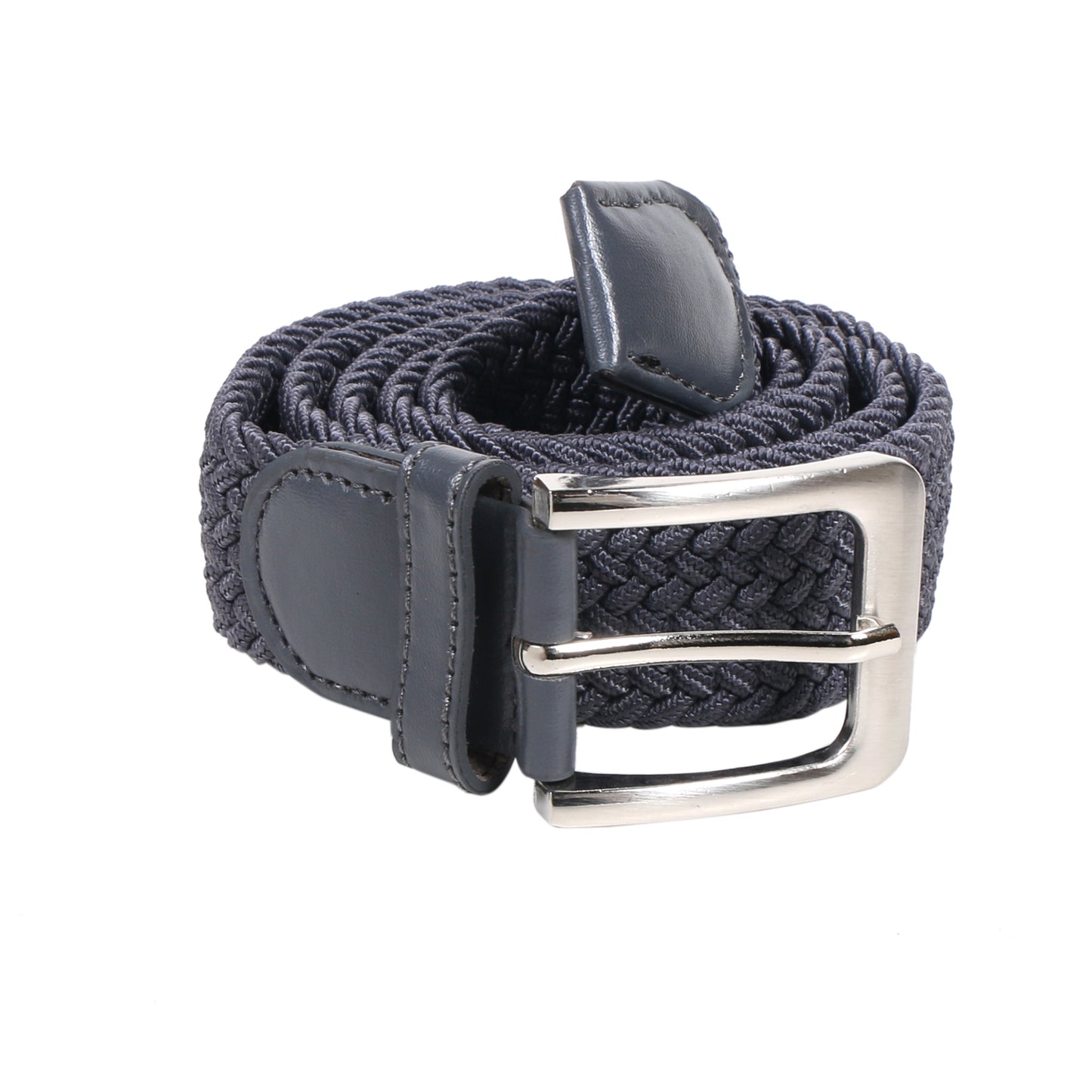 Men's Stretch Braided Belt – Elastic Woven Web Belt with Faux Leather Tip for Casual
