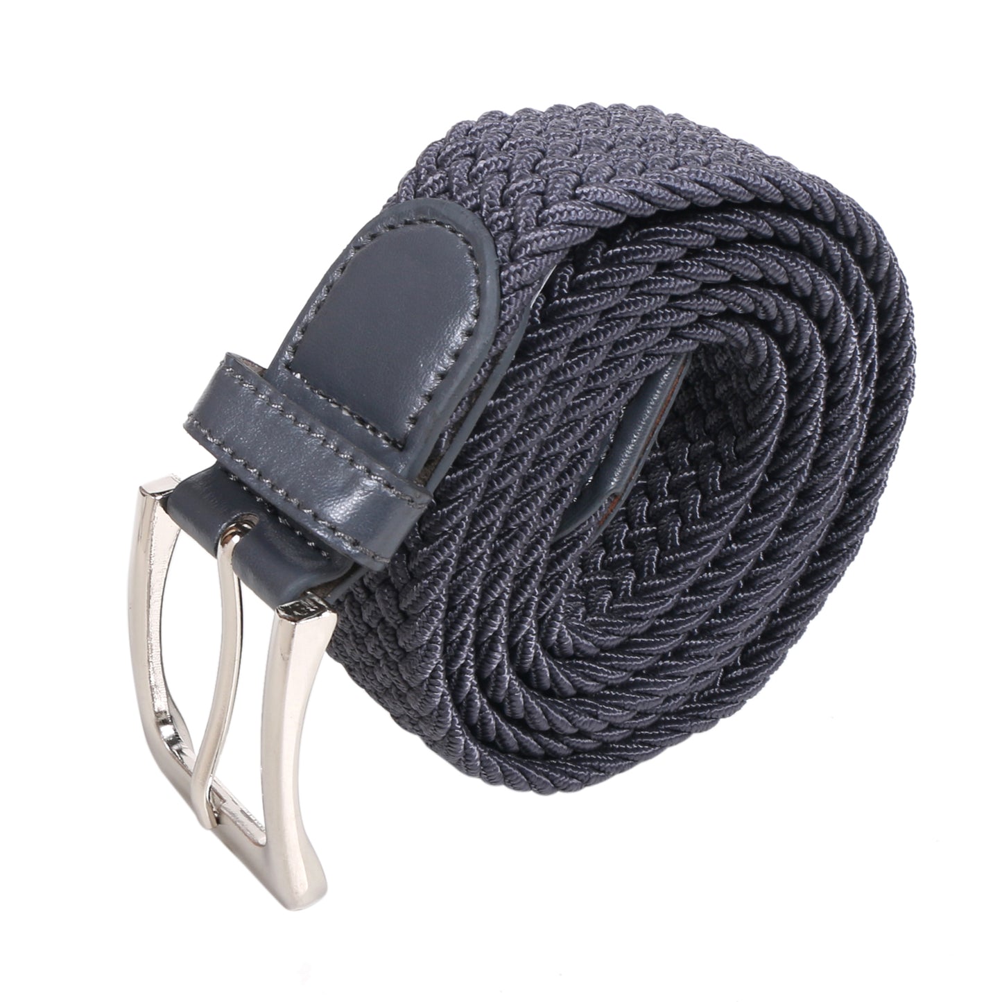 Men's Stretch Braided Belt – Elastic Woven Web Belt with Faux Leather Tip for Casual