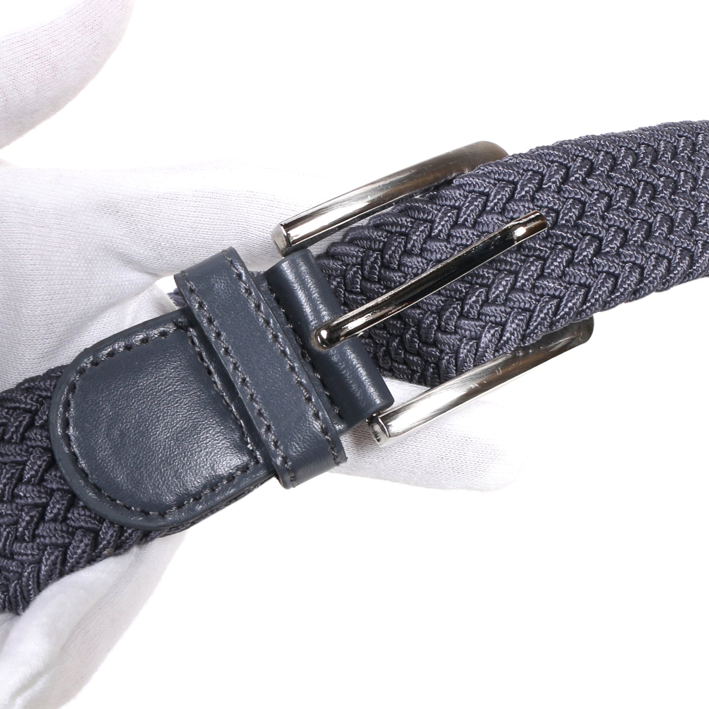 Men's Stretch Braided Belt – Elastic Woven Web Belt with Faux Leather Tip for Casual