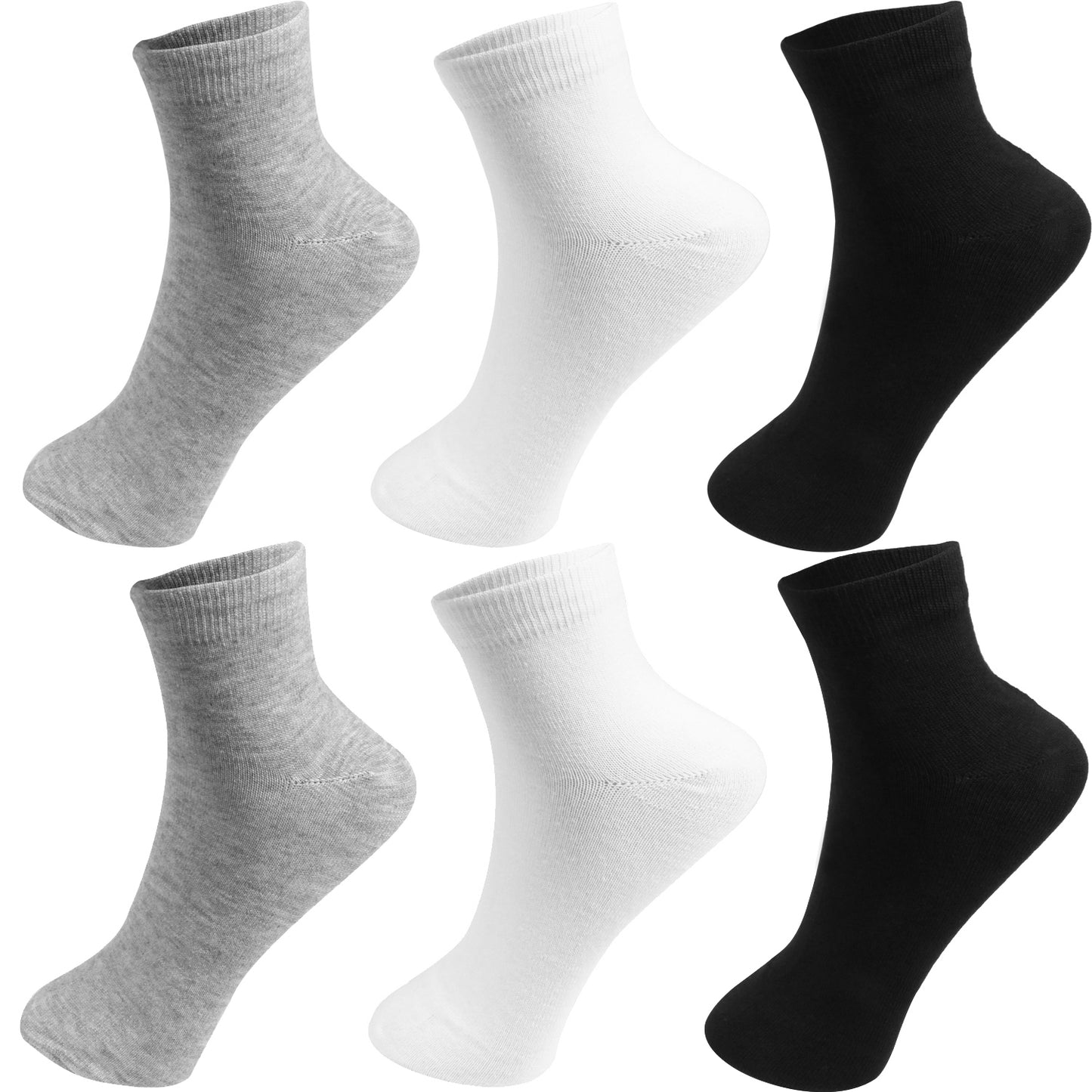 Men Women 6 Pairs Thin Cotton Mid Quarter Ankle Mini Crew Summer Socks Casual