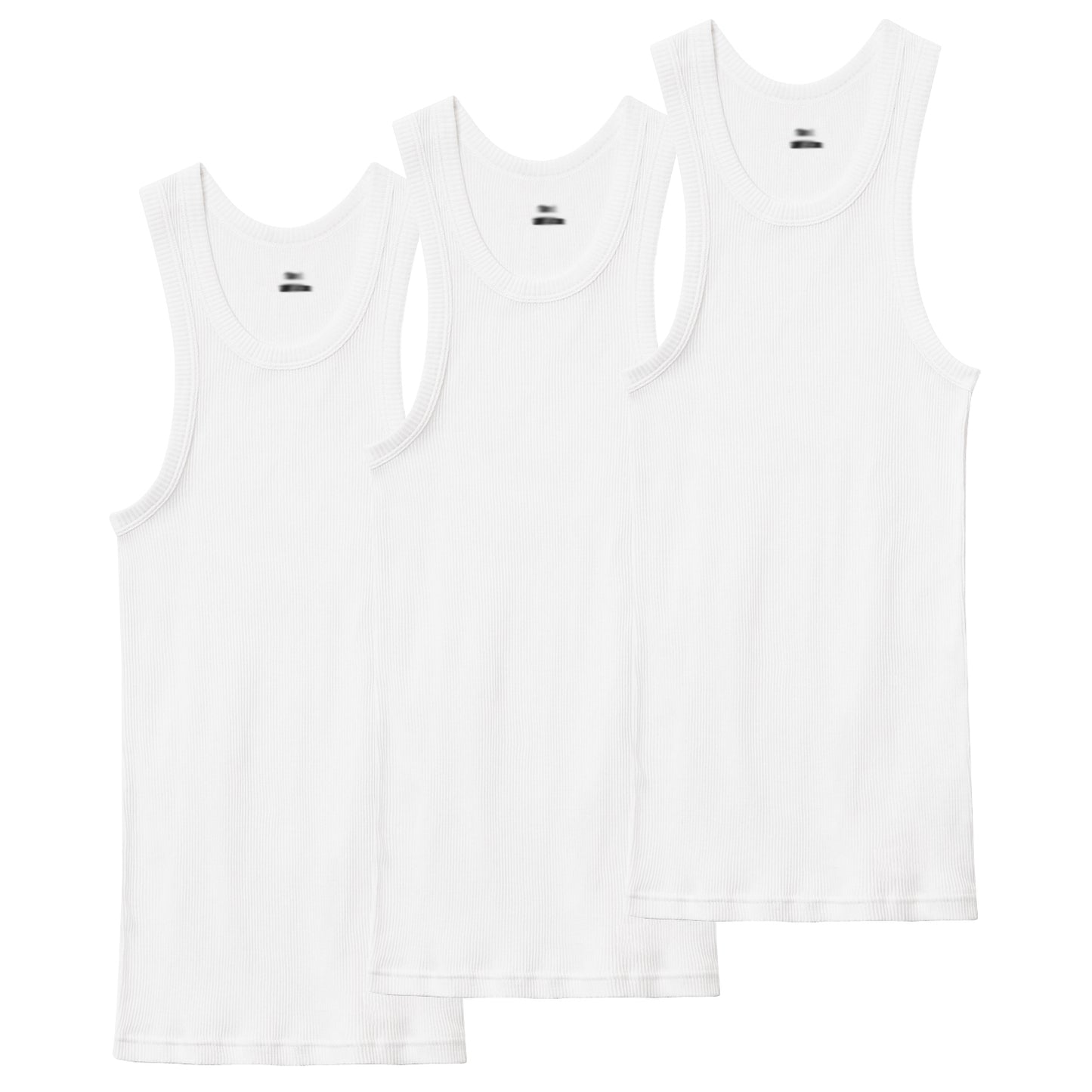 Men’s 3 Pack Solid BLack White Grey Cotton Ribbed Tank Top Wife Beater Comfortable